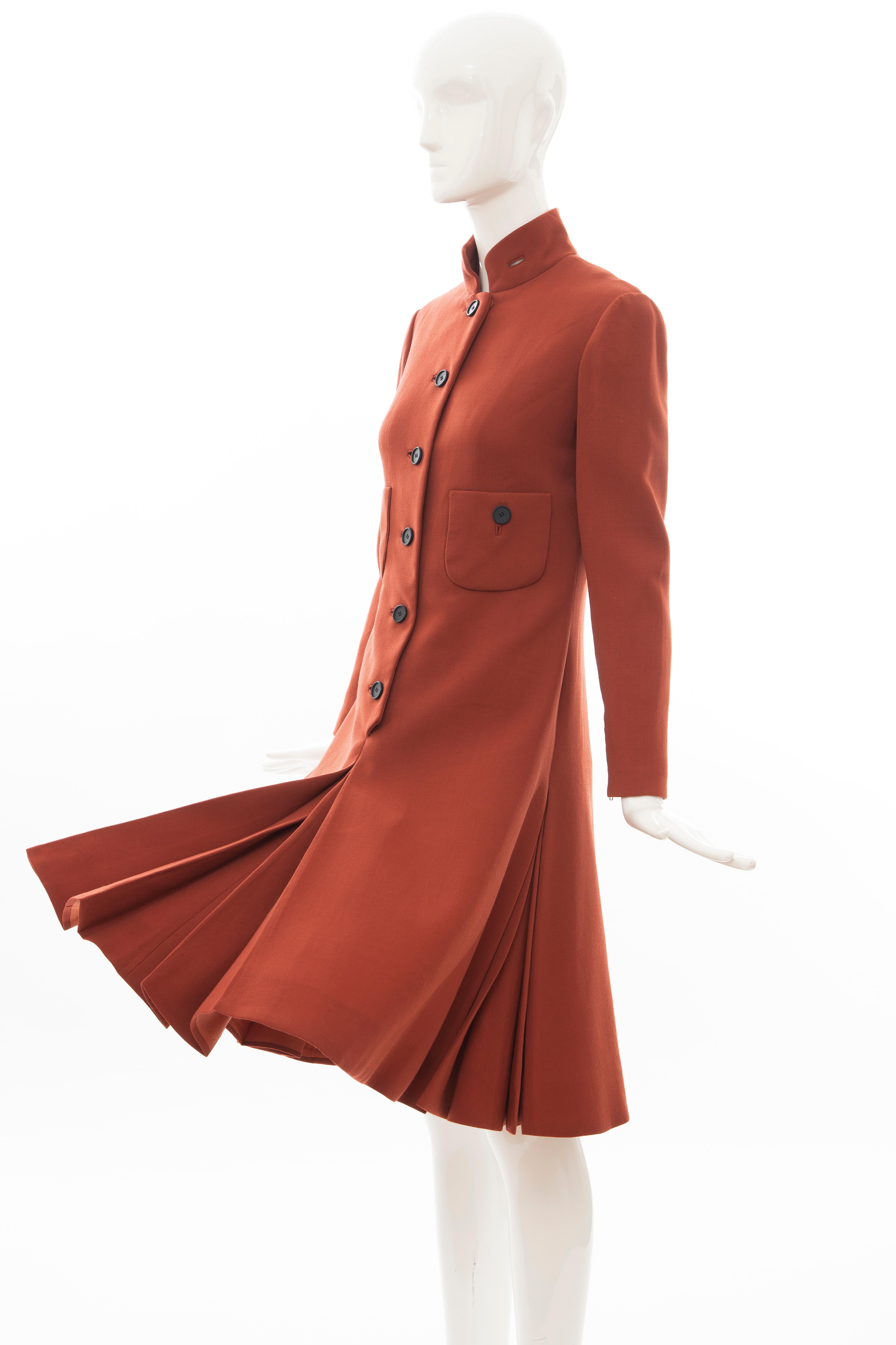 Geoffrey Beene Cinnamon Wool Crepe Princess Cut Dress, Circa: 1960's For Sale 4