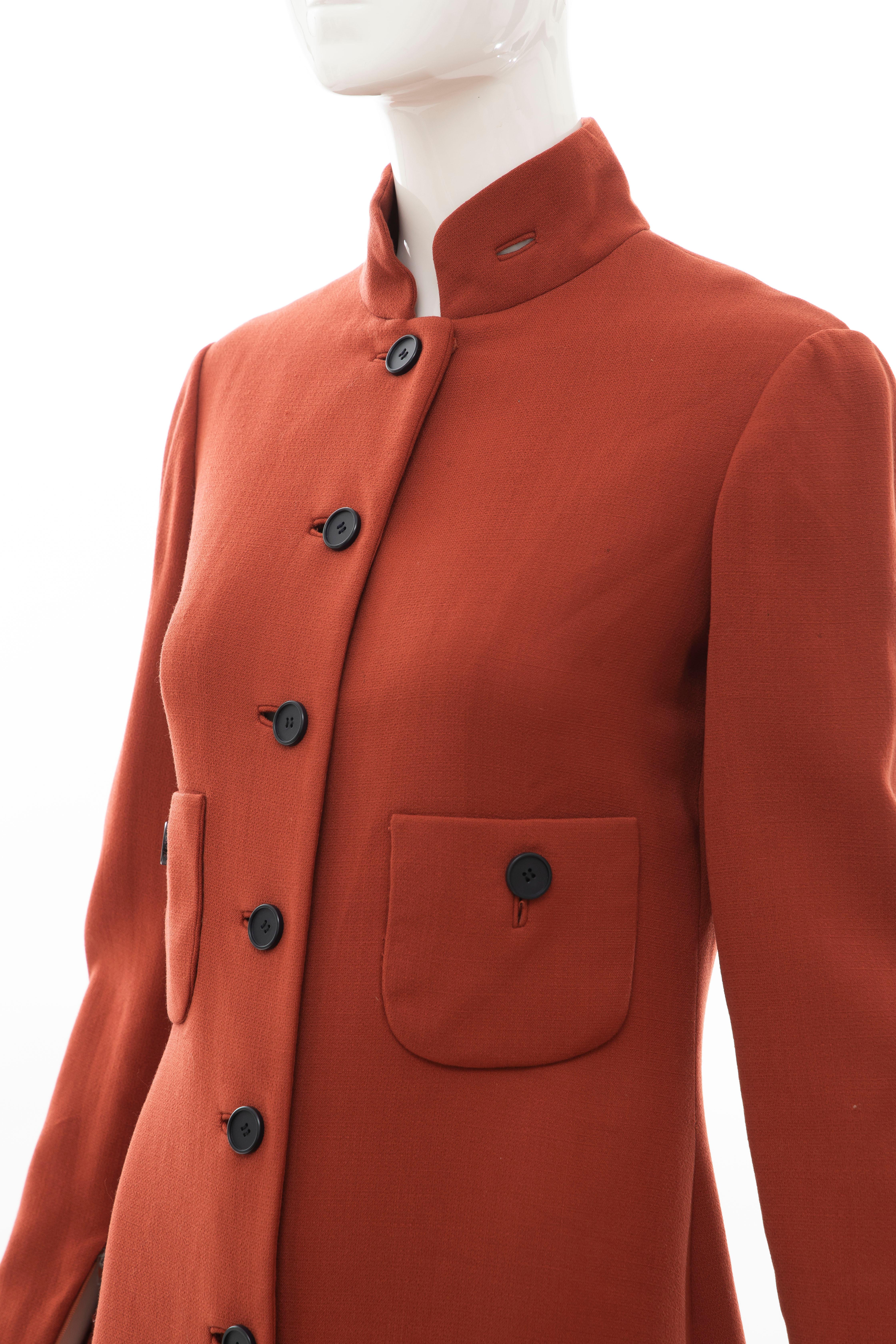 Geoffrey Beene - Robe à coupe princesse en crêpe de laine cannelle, Circa : 1960's en vente 8