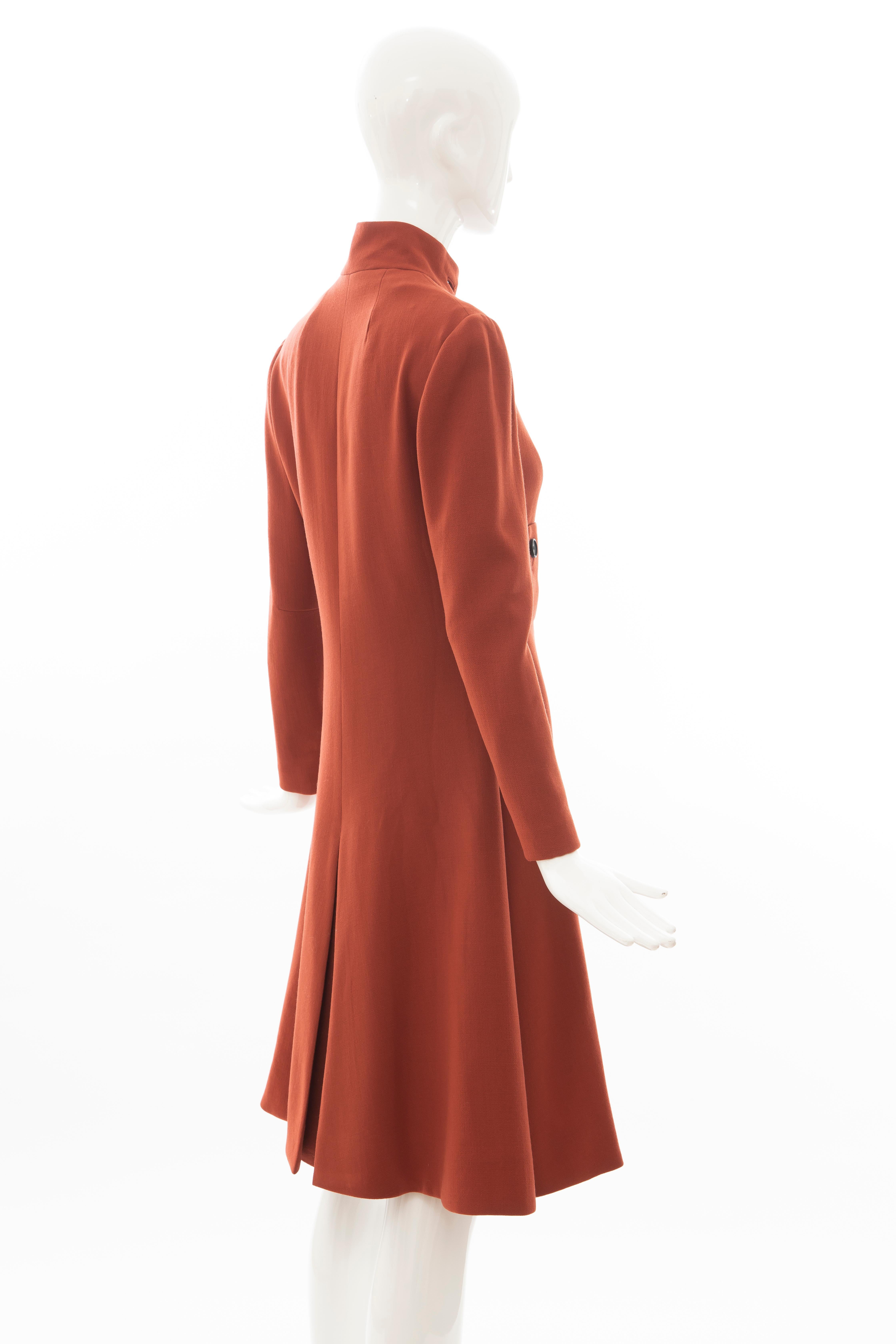Brown Geoffrey Beene Cinnamon Wool Crepe Princess Cut Dress, Circa: 1960's For Sale