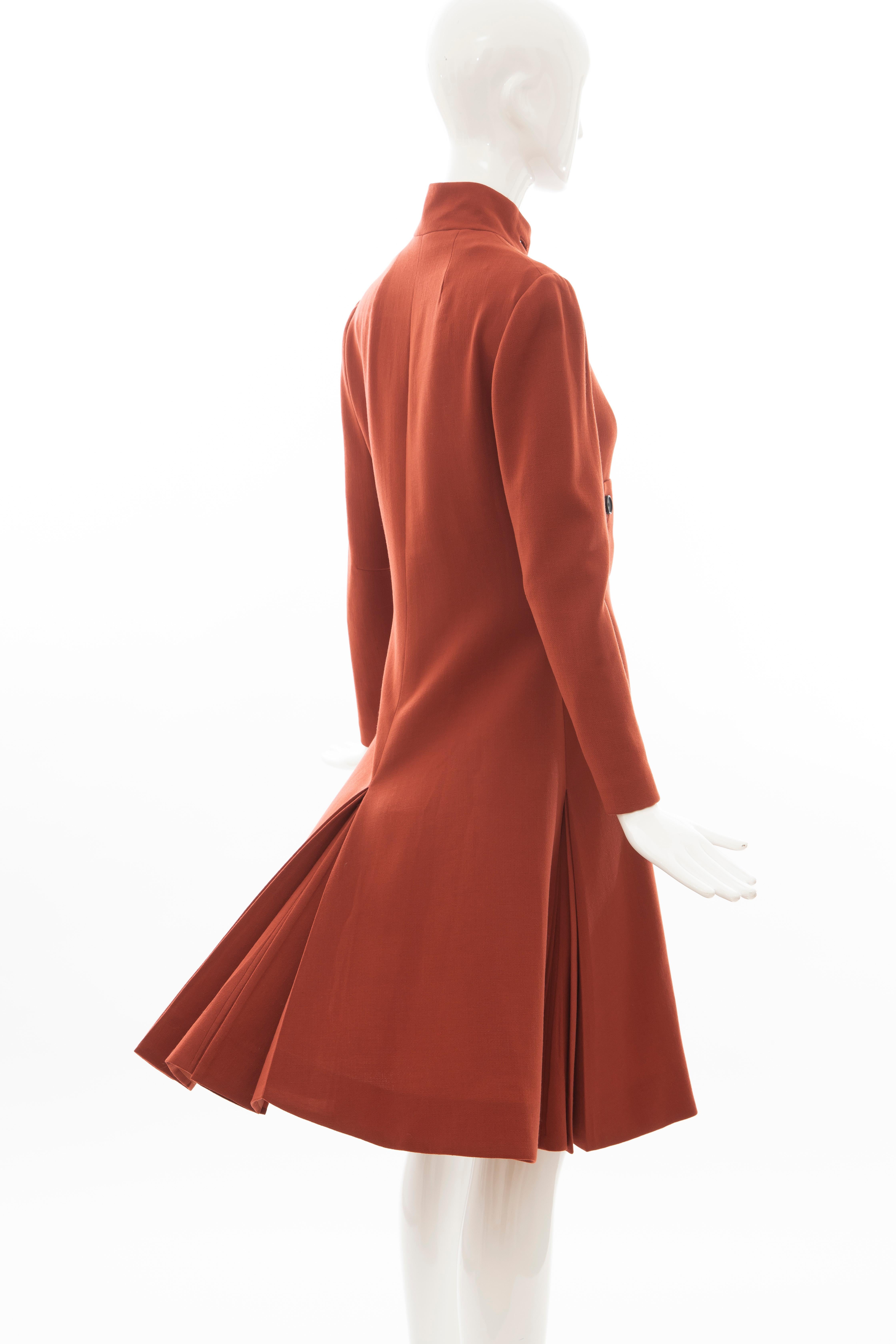 Geoffrey Beene Cinnamon Wool Crepe Princess Cut Dress, Circa: 1960's In Good Condition For Sale In Cincinnati, OH