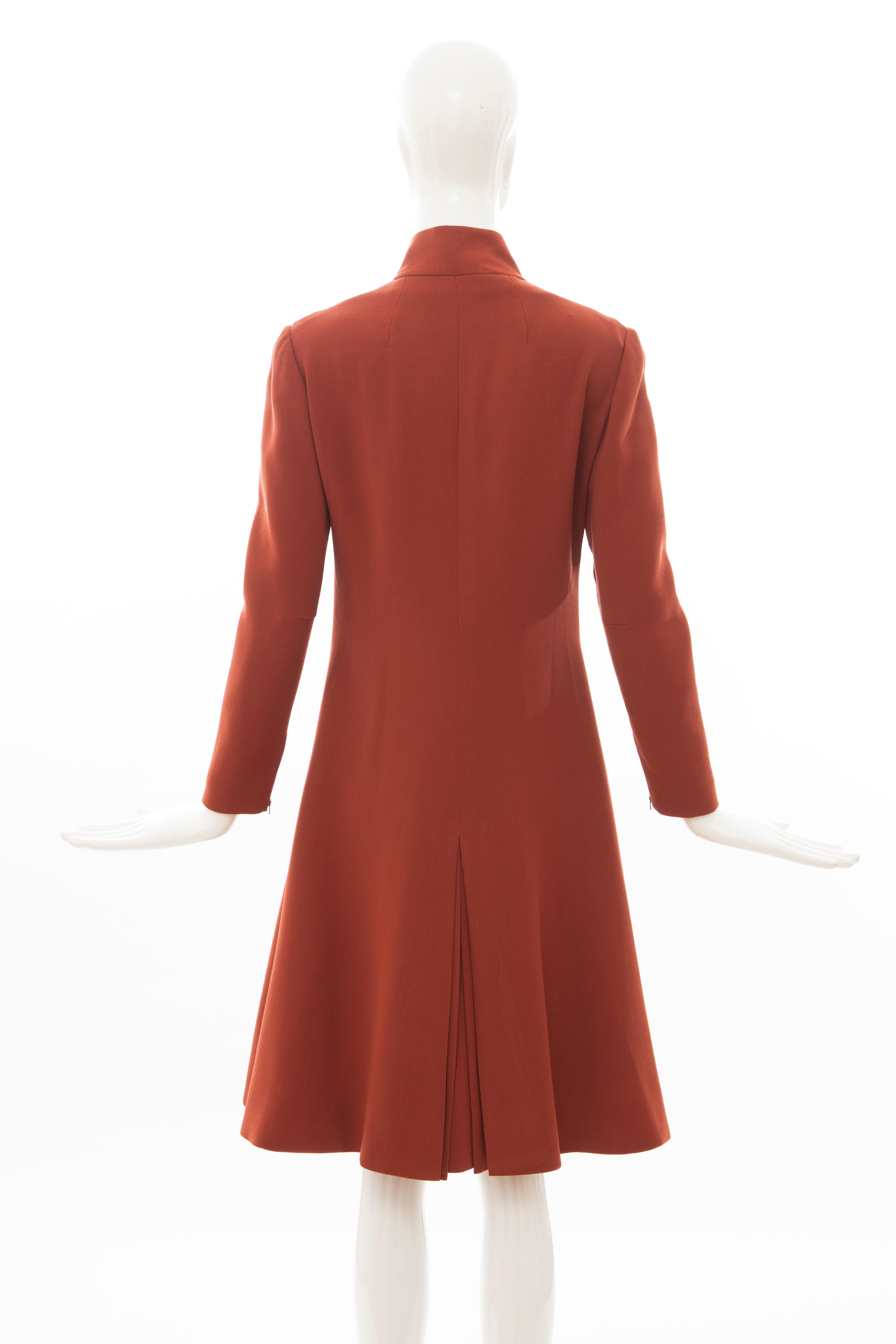 Women's Geoffrey Beene Cinnamon Wool Crepe Princess Cut Dress, Circa: 1960's For Sale