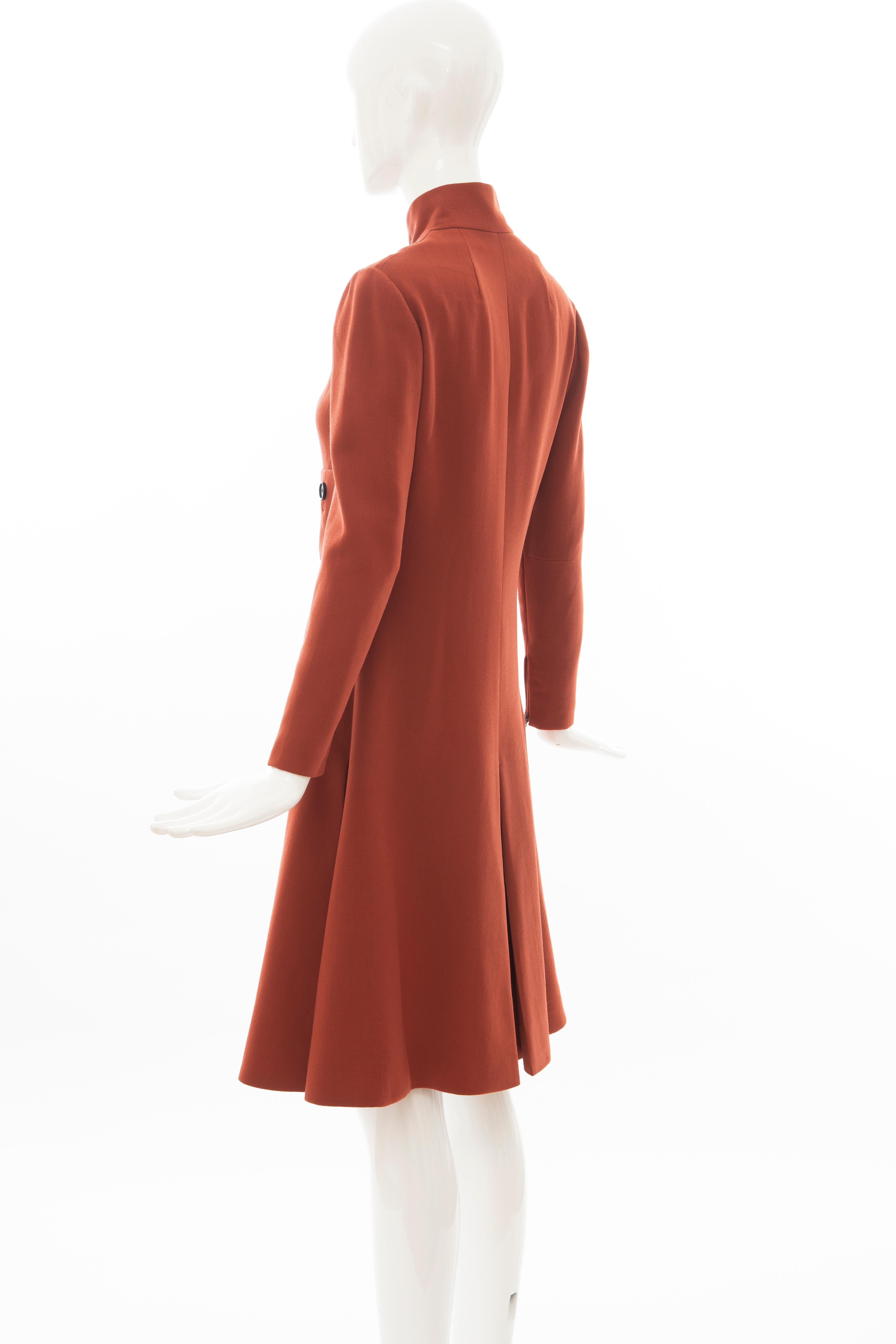 Geoffrey Beene Cinnamon Wool Crepe Princess Cut Dress, Circa: 1960's For Sale 1