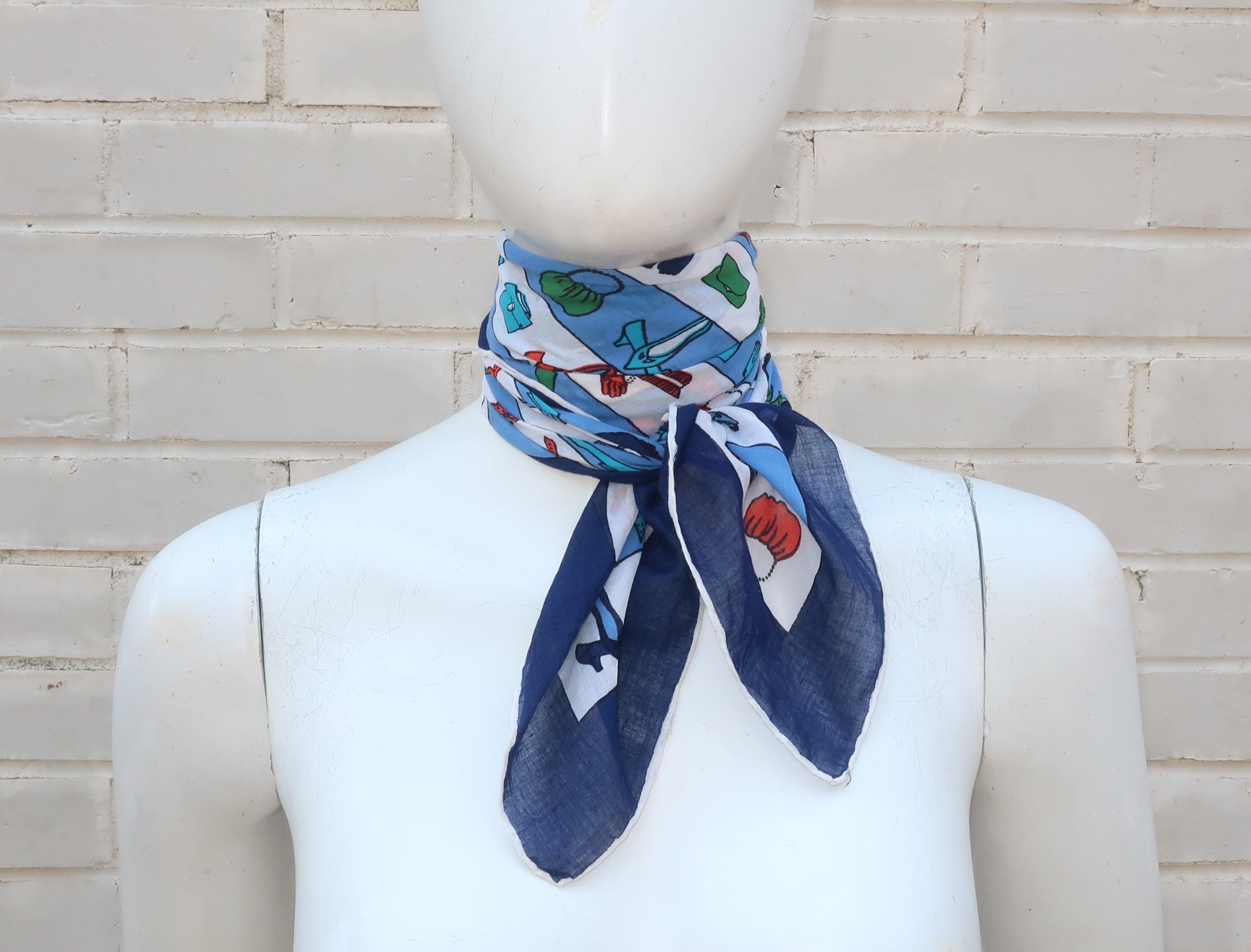 Geoffrey Beene Cotton Scarf With Fashion Motif For Sale 3