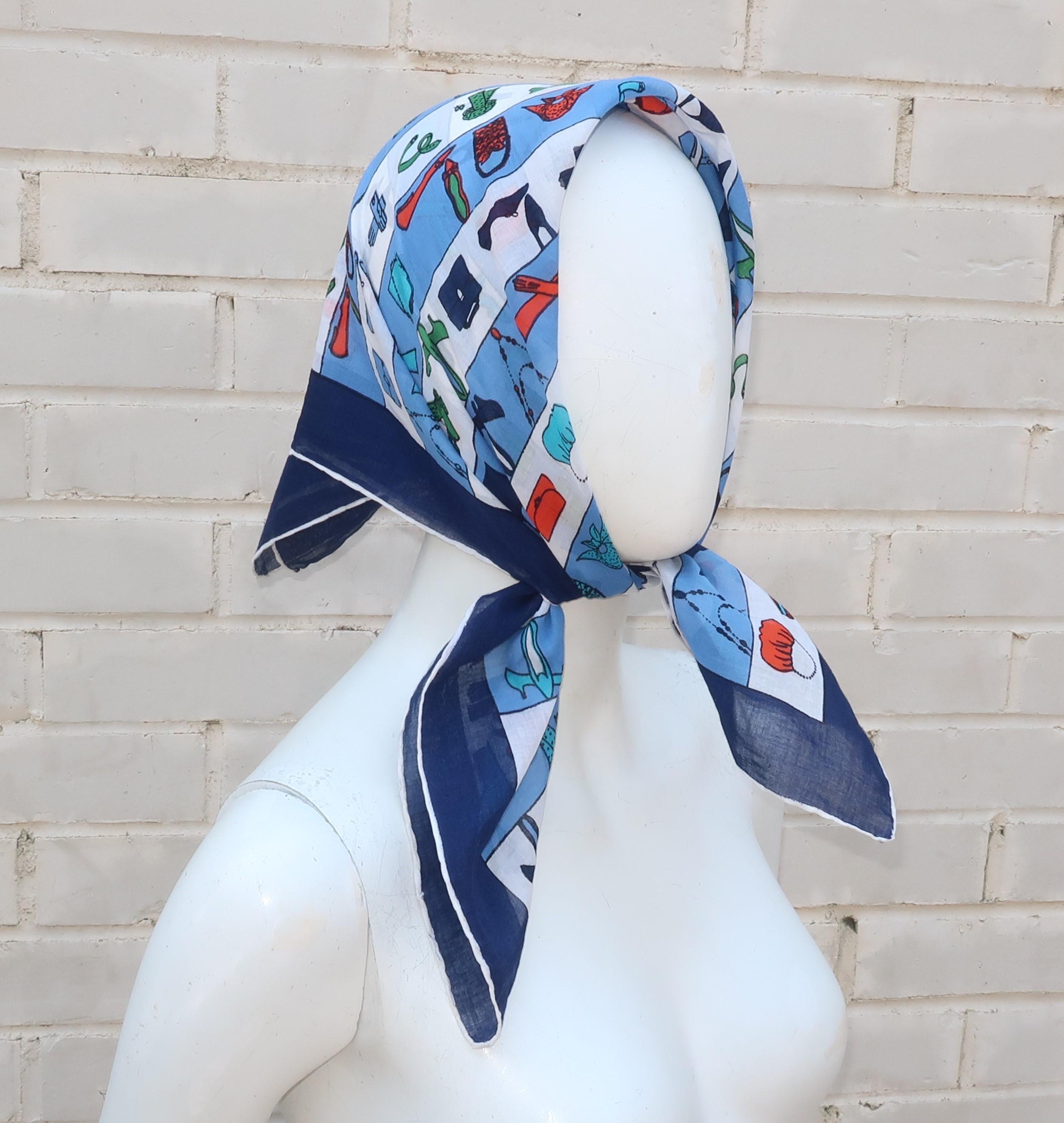 Geoffrey Beene Cotton Scarf With Fashion Motif For Sale 1