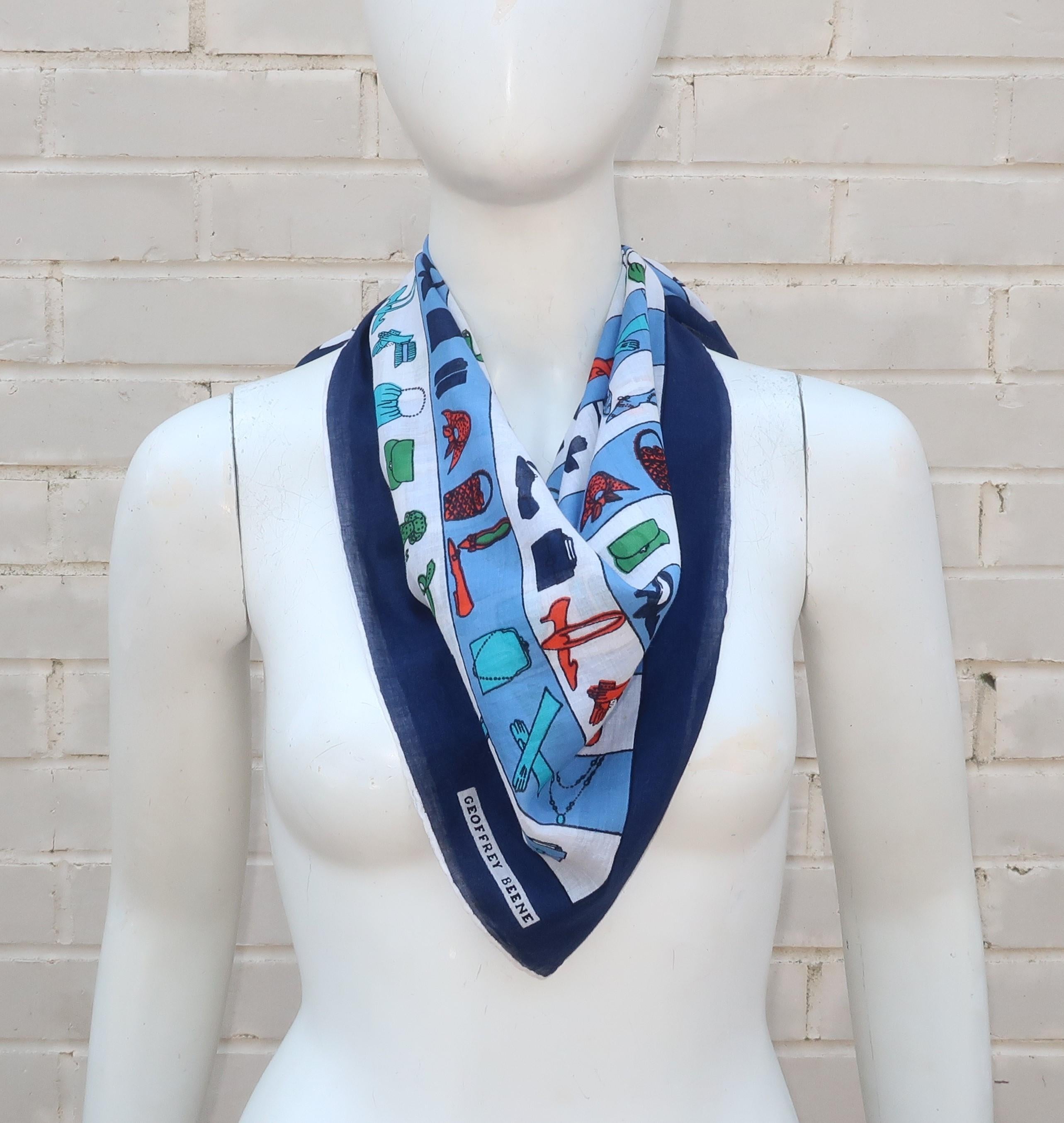 Geoffrey Beene Cotton Scarf With Fashion Motif For Sale 2