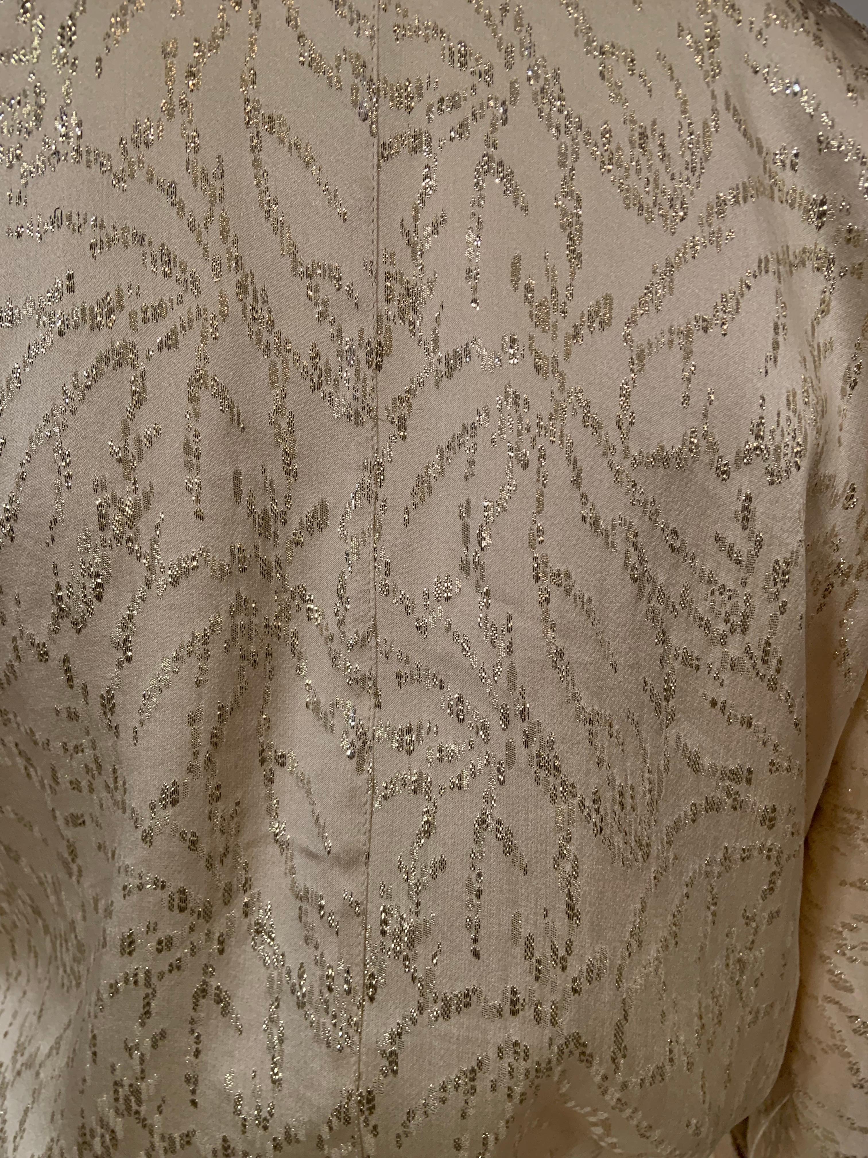 Geoffrey Beene - Robe deux pièces en soie crème et lamé or en vente 5