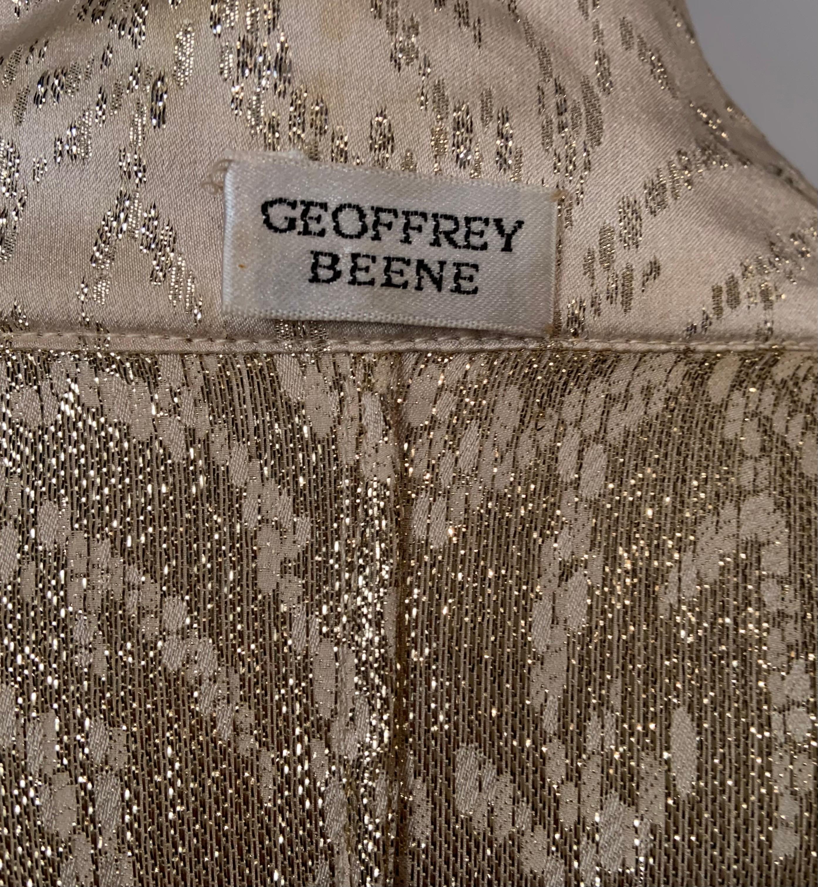 Geoffrey Beene - Robe deux pièces en soie crème et lamé or en vente 6