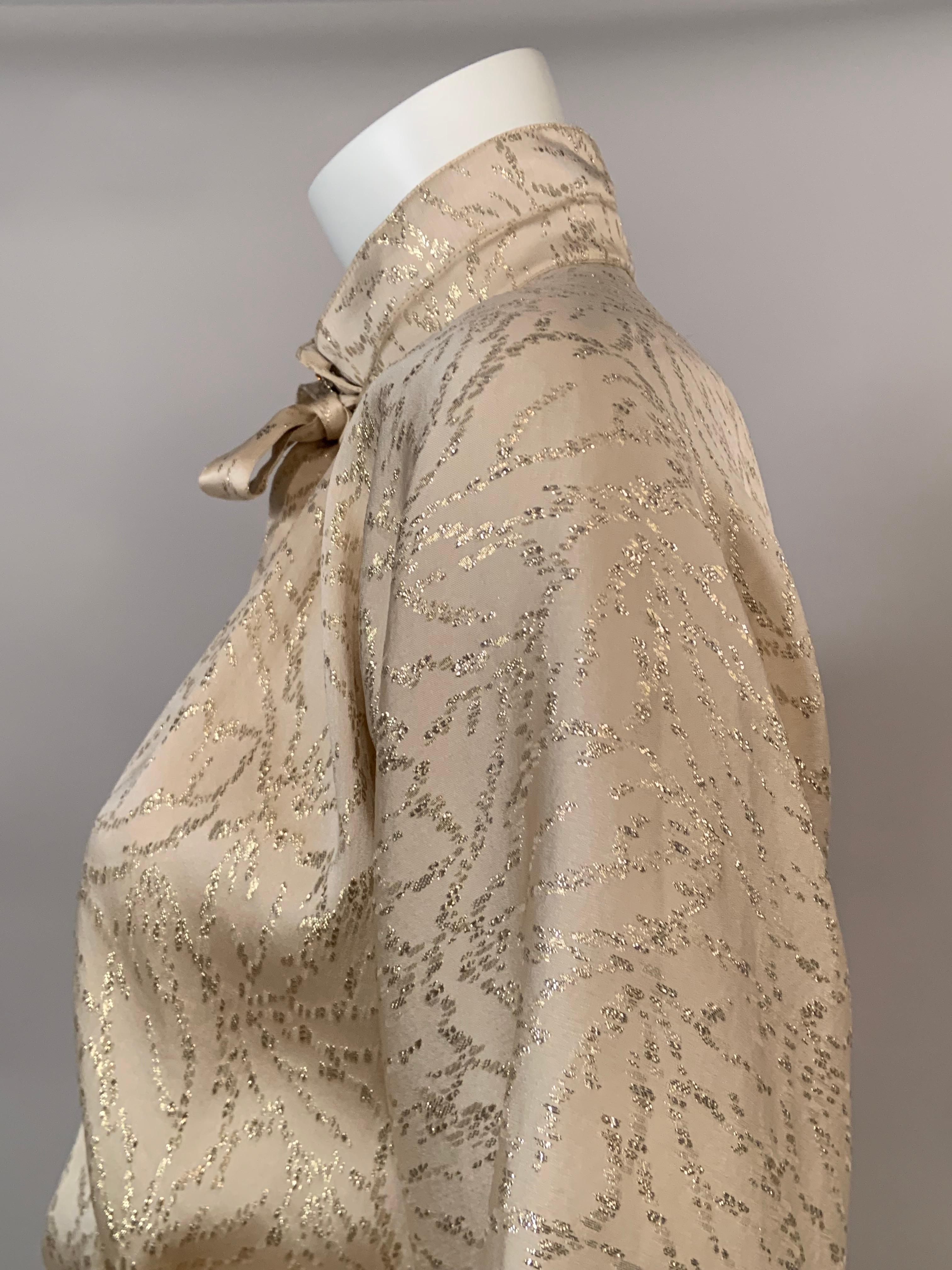 Geoffrey Beene - Robe deux pièces en soie crème et lamé or en vente 1