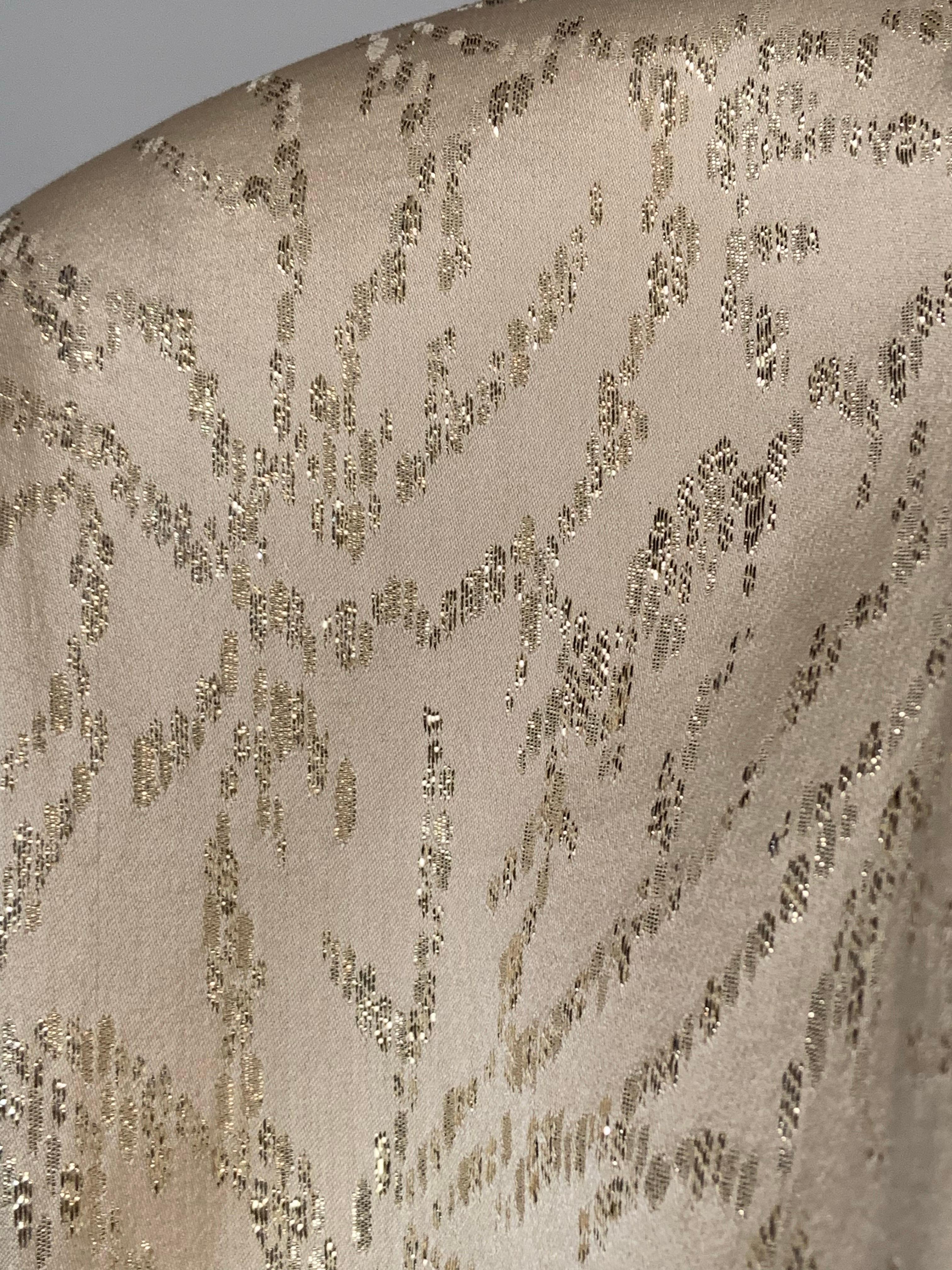 Geoffrey Beene - Robe deux pièces en soie crème et lamé or en vente 4