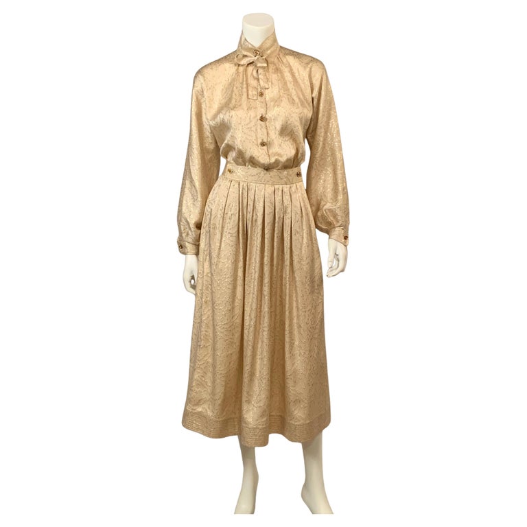 slim fit dress slacks Phan Huy Golden-Brown 2-Piece Tweed Dress