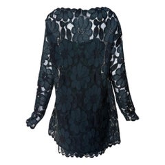 Geoffrey Beene, abito in pizzo floreale color verde smeraldo, anni '80