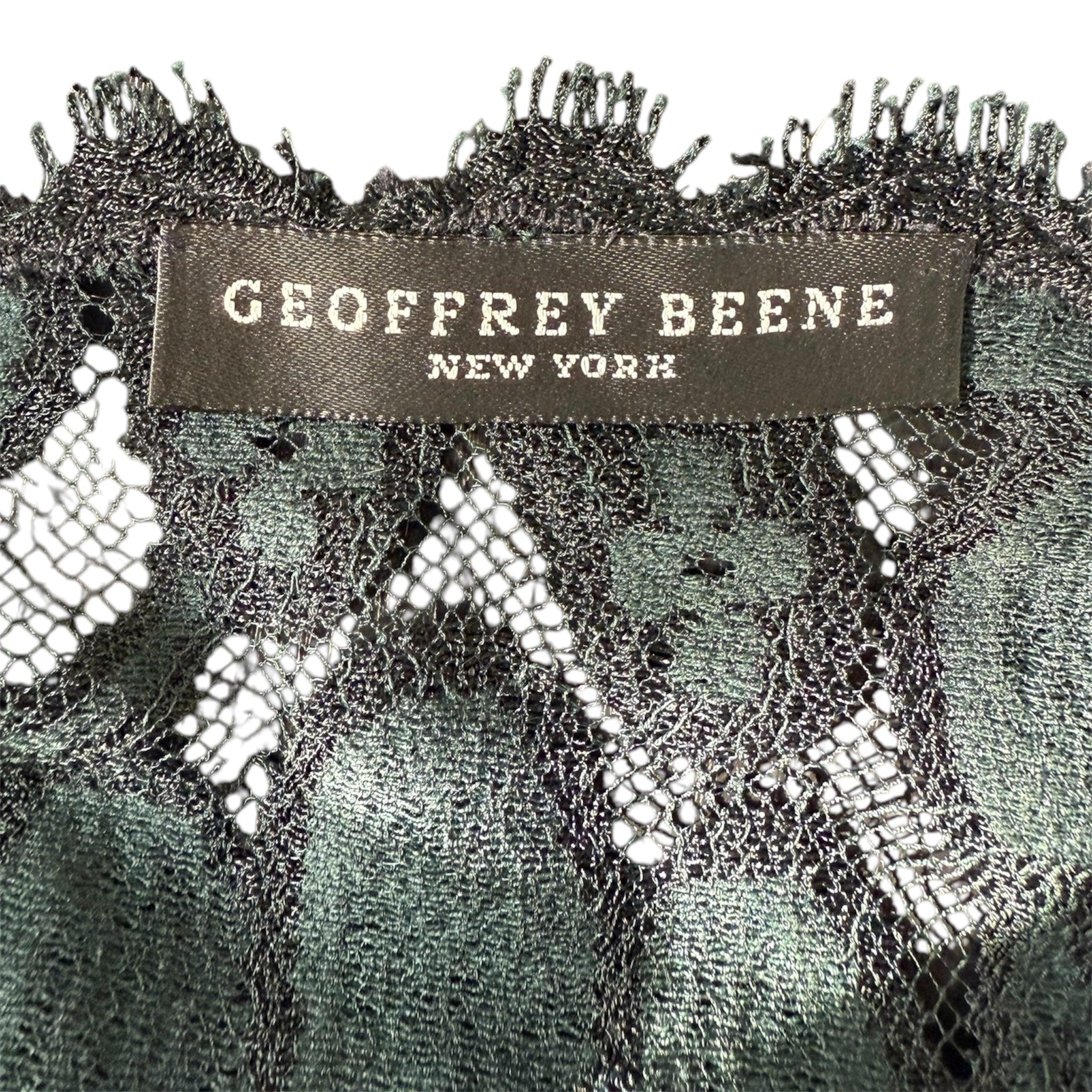 Women's Geoffrey Beene Deep Emerald Green Floral Lace Dress, 1980s For Sale