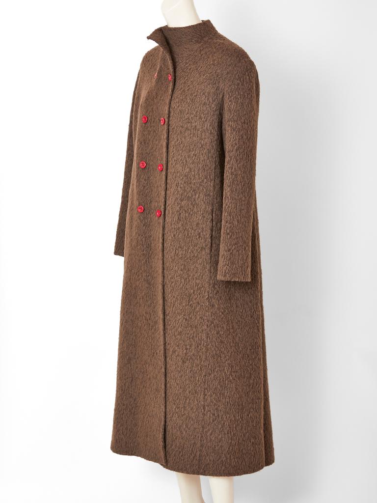 Brown Geoffrey Beene Double Breasted Brushed  Wool Coat