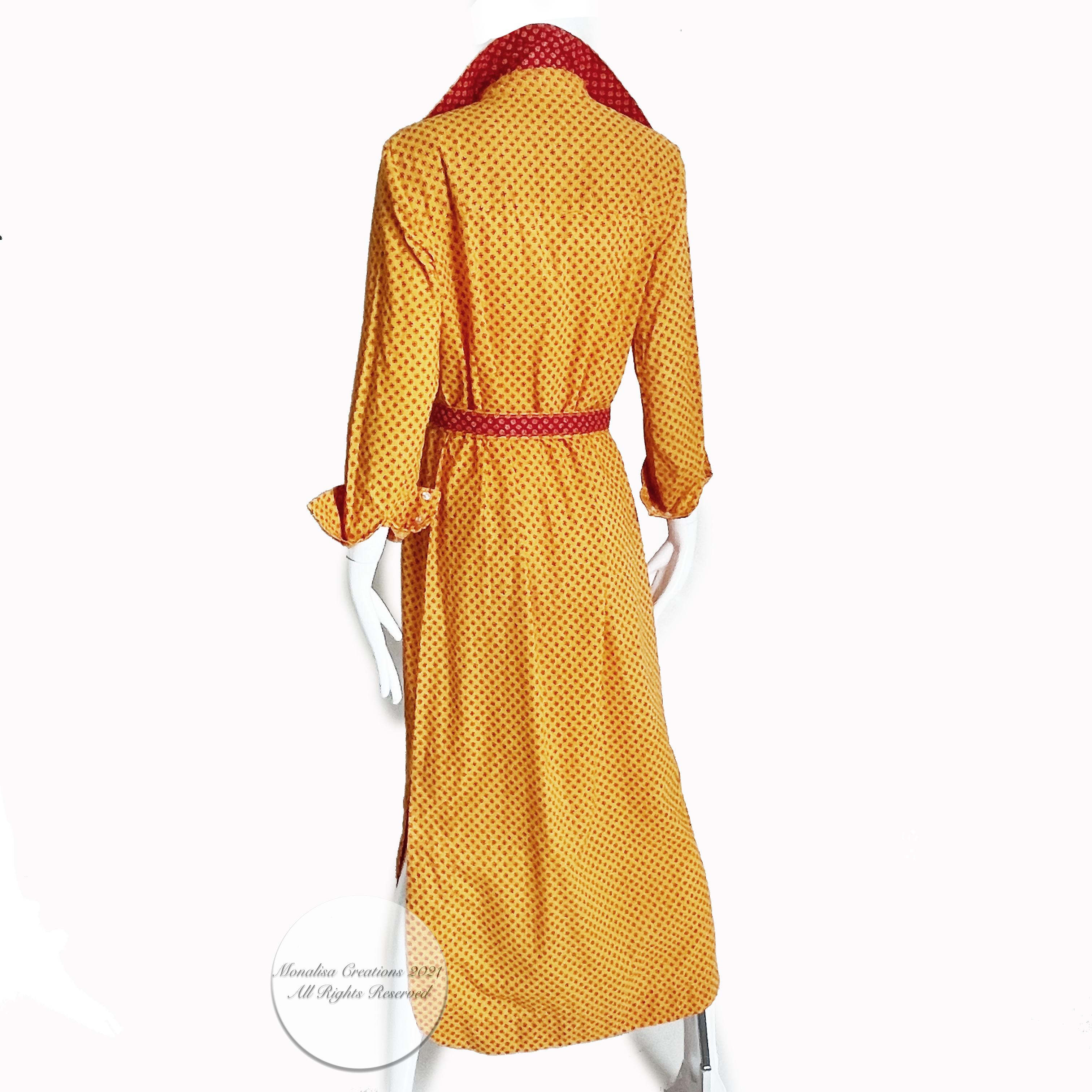 Geoffrey Beene Dress Button Front Cotton Shirtwaist + Belt Bold Daisy Print 70s 6