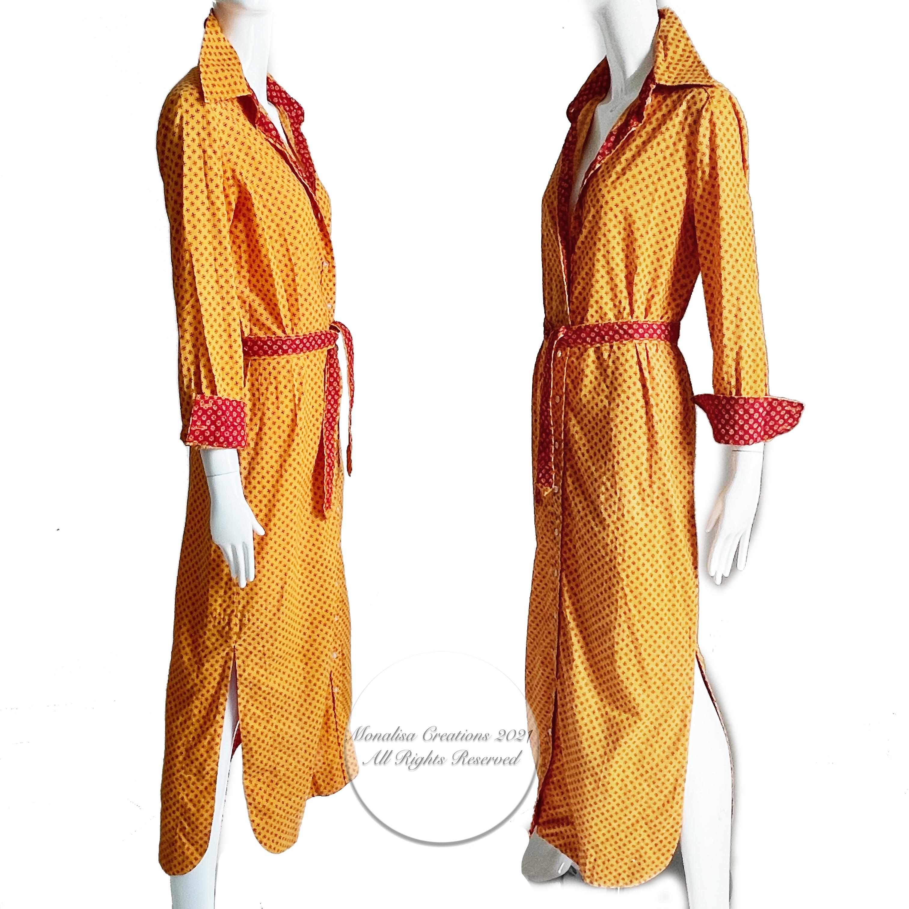 Geoffrey Beene Dress Button Front Cotton Shirtwaist + Belt Bold Daisy Print 70s 3