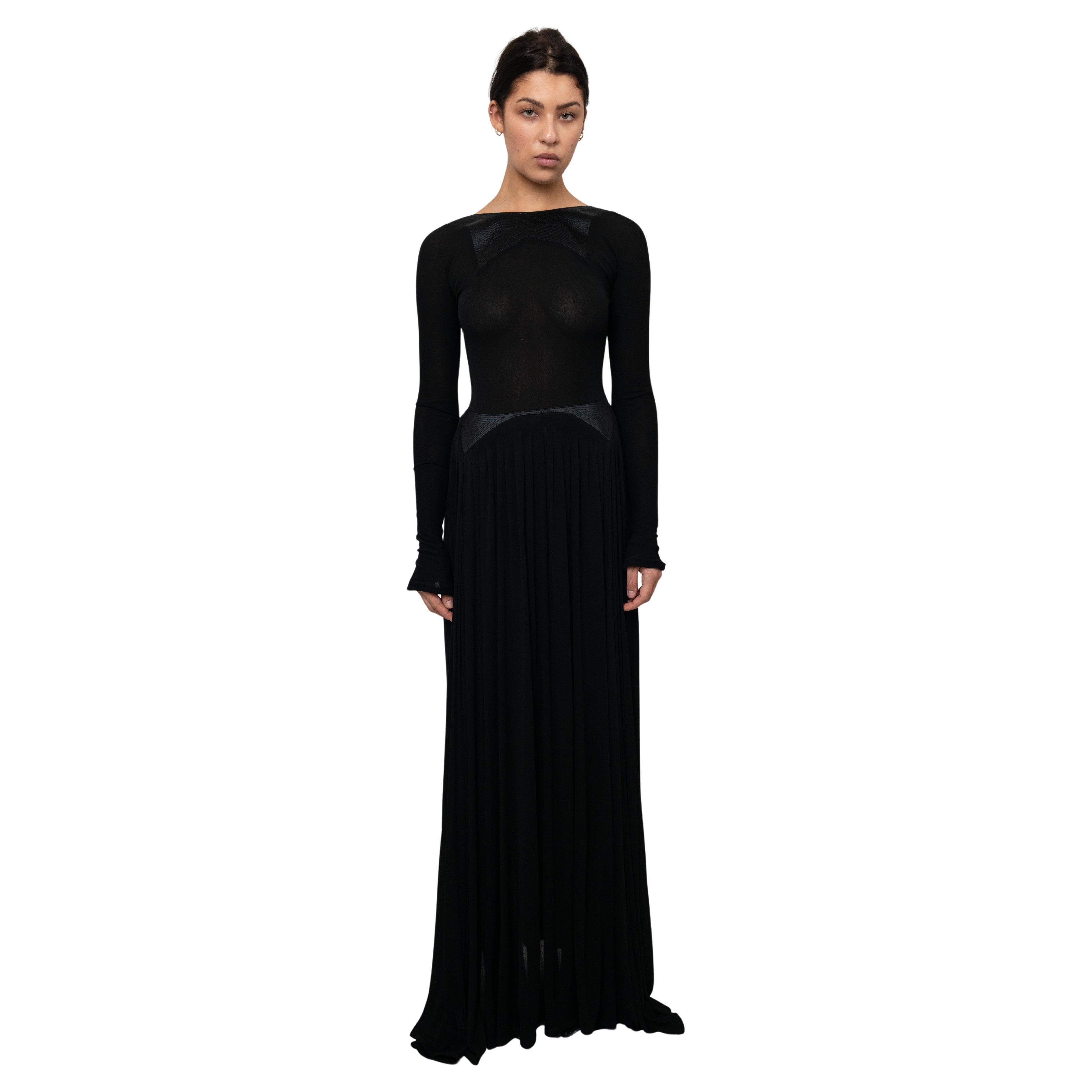 Geoffrey Beene Fall/ Winter 1991 Black Jersey Open Back Evening Gown For Sale