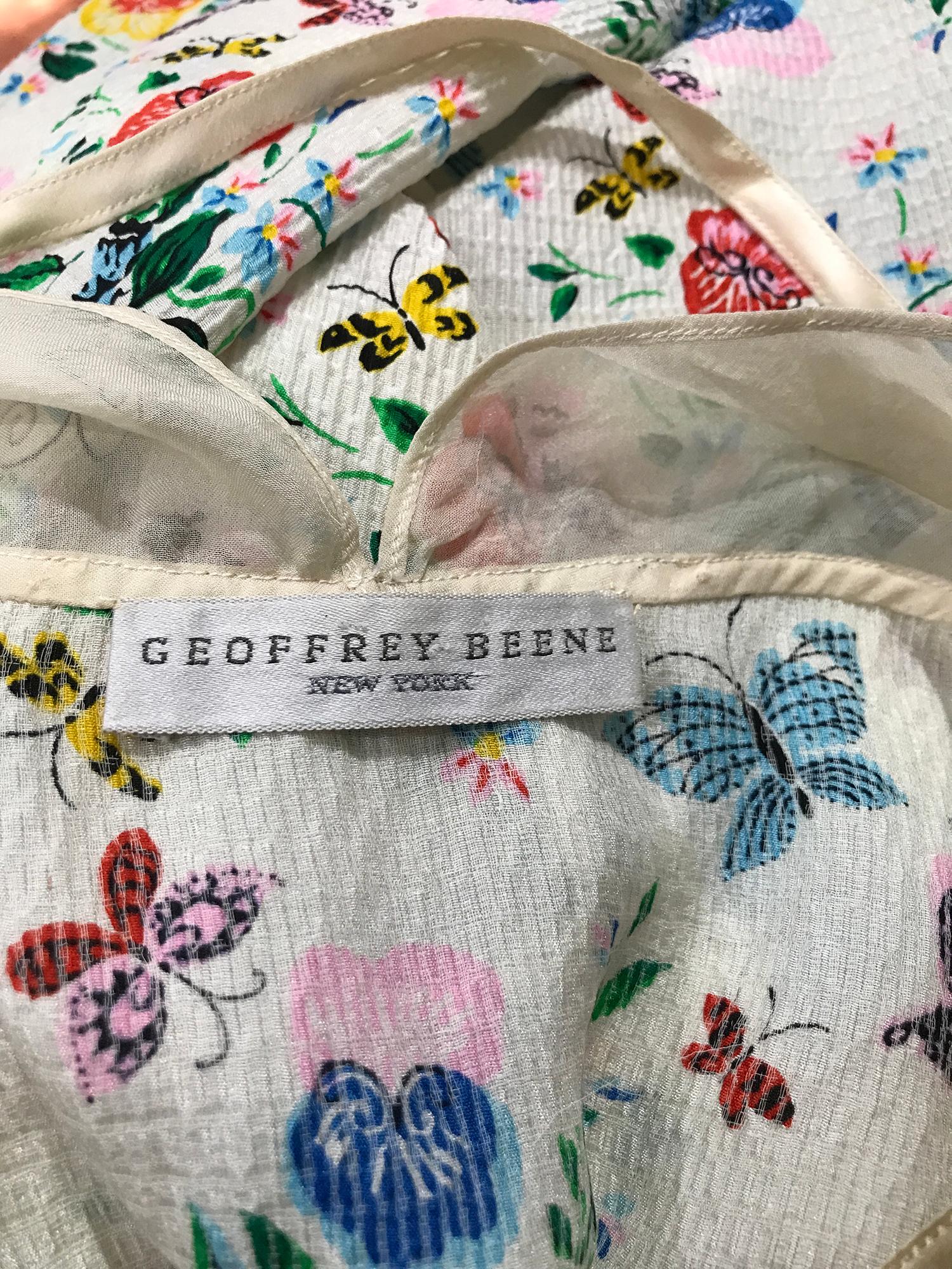 Geoffrey Beene Floral Cloque Silk & Sheer Silk Top & Yoke Hip Maxi Skirt 1970s For Sale 8