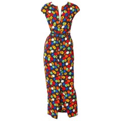 Vintage Geoffrey Beene Floral Pattern Silk Gown