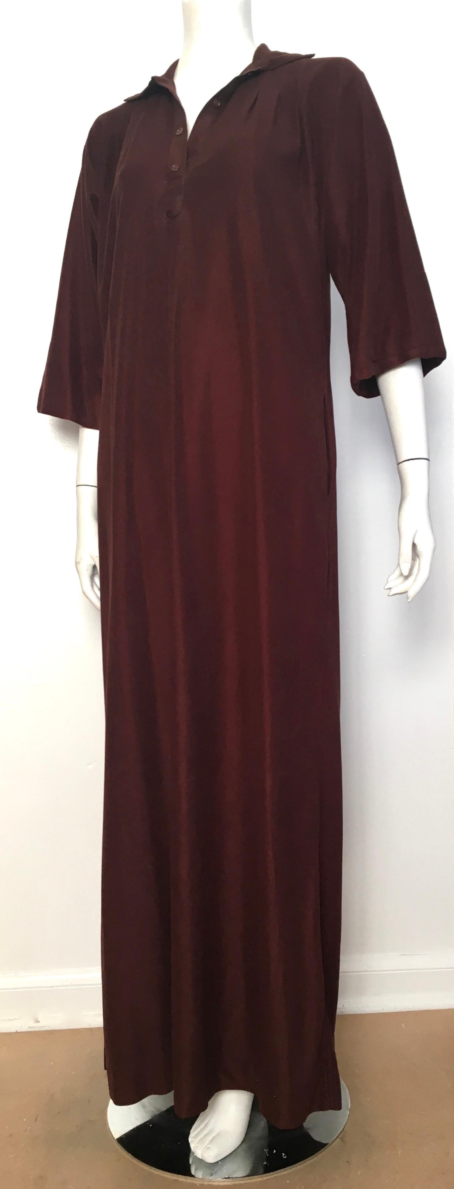 Geoffrey Beene for Swirl 1978 Brown Maxi / Loungewear with Pockets Size 6 / 8. For Sale 7