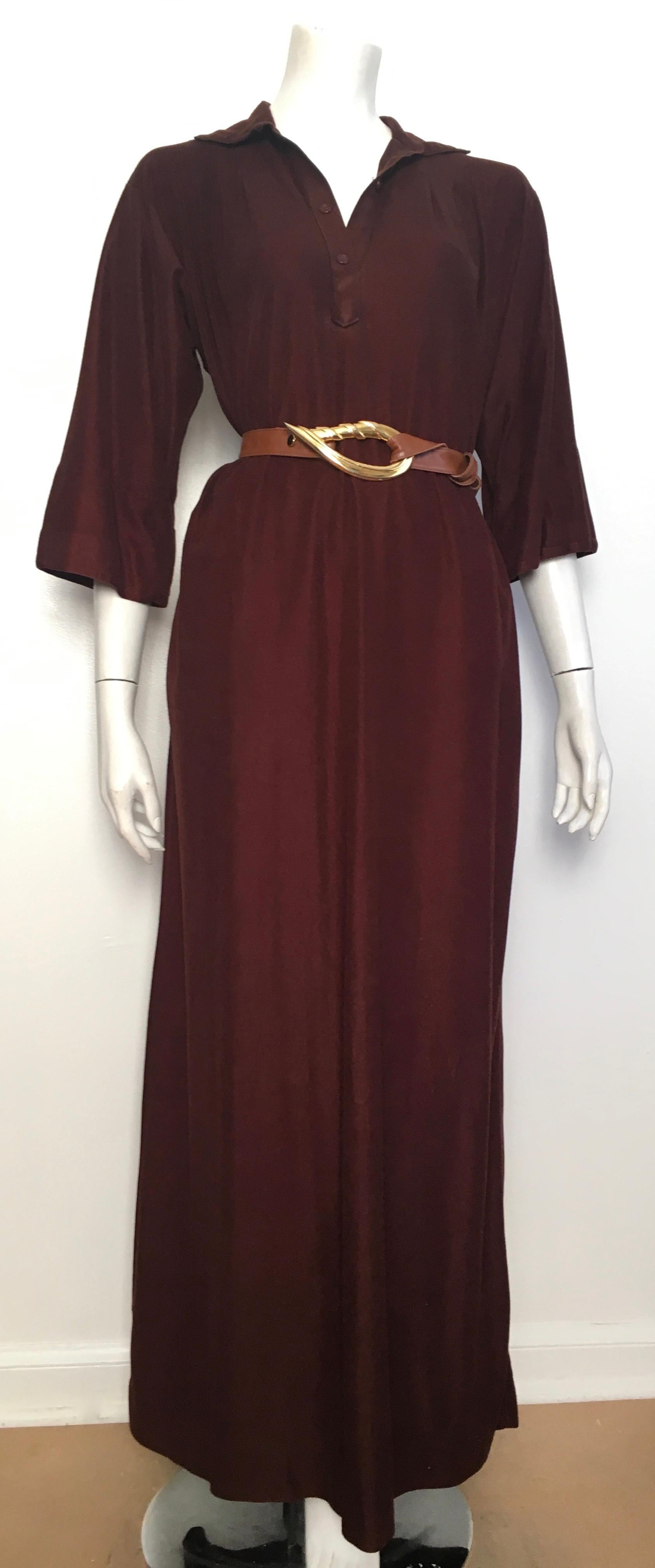 Geoffrey Beene for Swirl 1978 Brown Maxi / Loungewear with Pockets Size 6 / 8. For Sale 8
