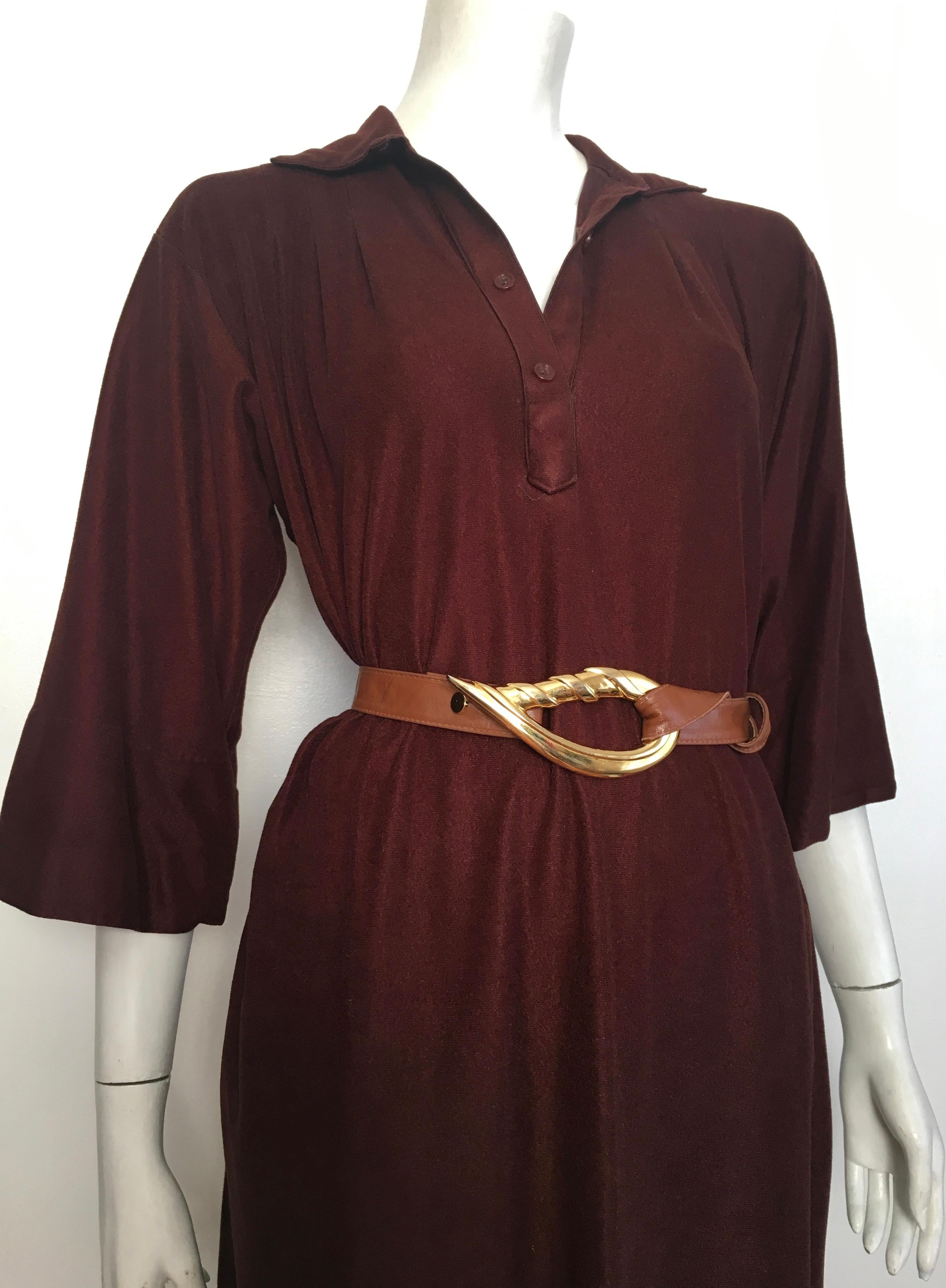 Geoffrey Beene for Swirl 1978 Brown Maxi / Loungewear with Pockets Size 6 / 8. For Sale 9