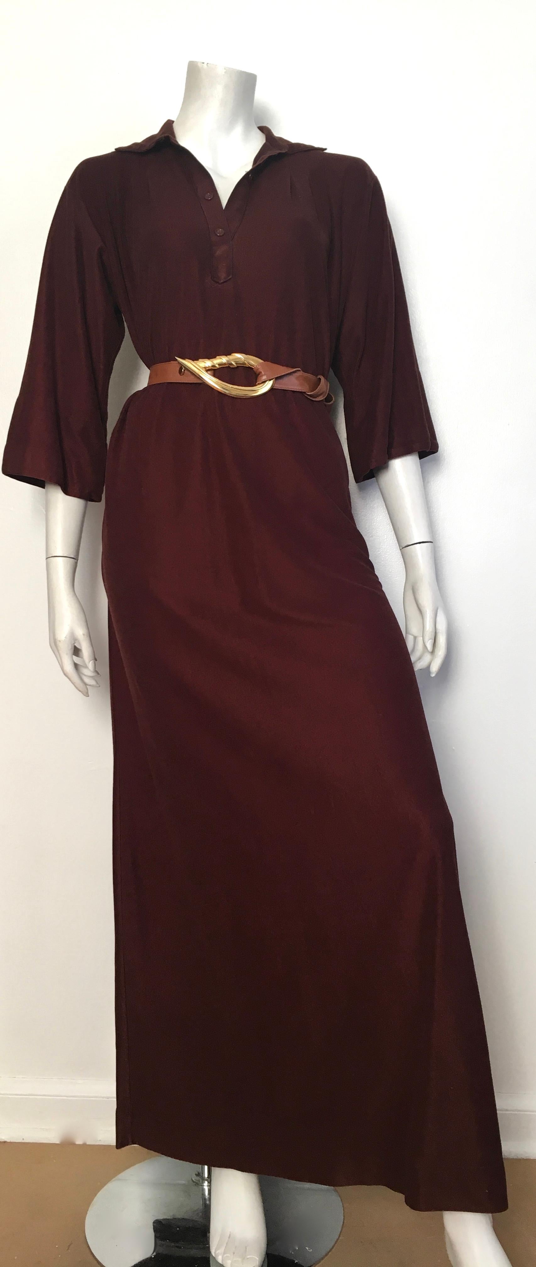 Geoffrey Beene for Swirl 1978 Brown Maxi / Loungewear with Pockets Size 6 / 8. For Sale 10