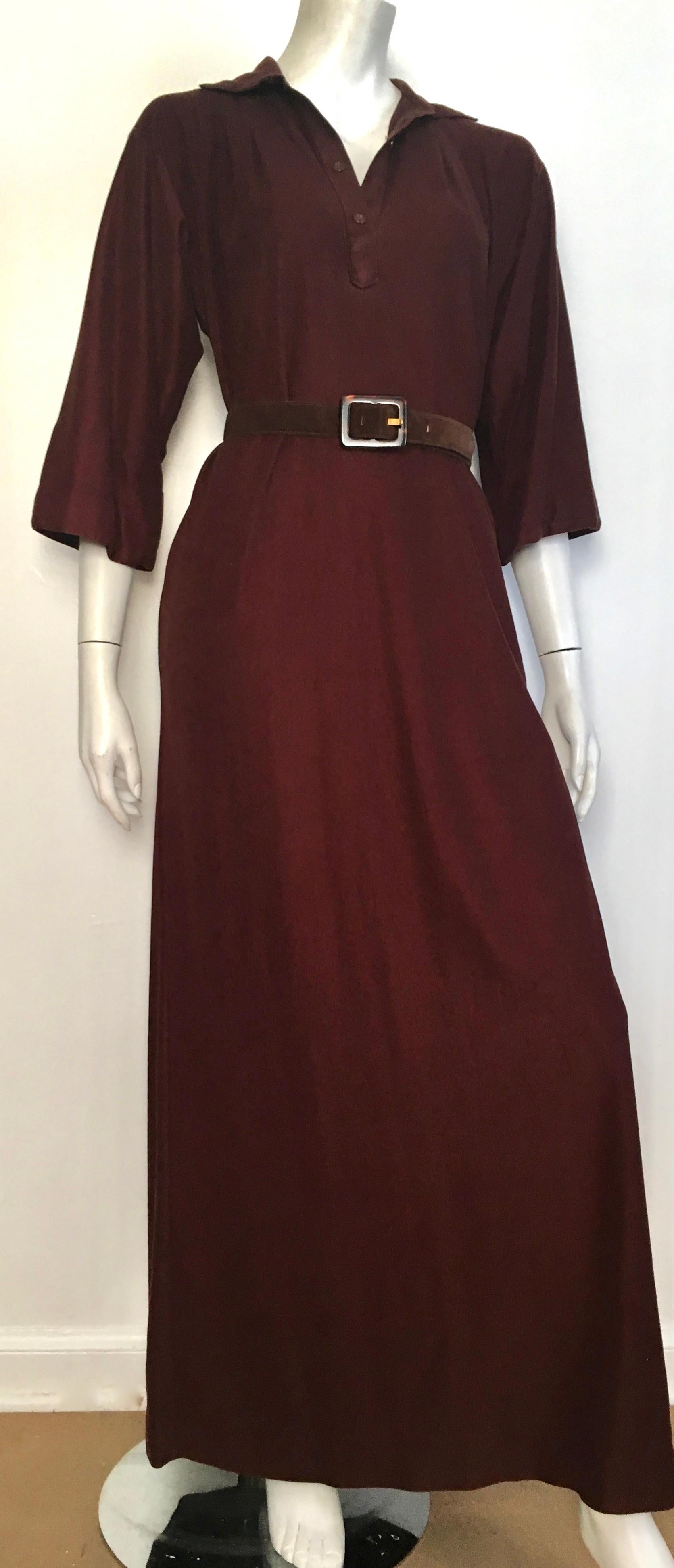 Geoffrey Beene for Swirl 1978 Brown Maxi / Loungewear with Pockets Size 6 / 8. For Sale 11