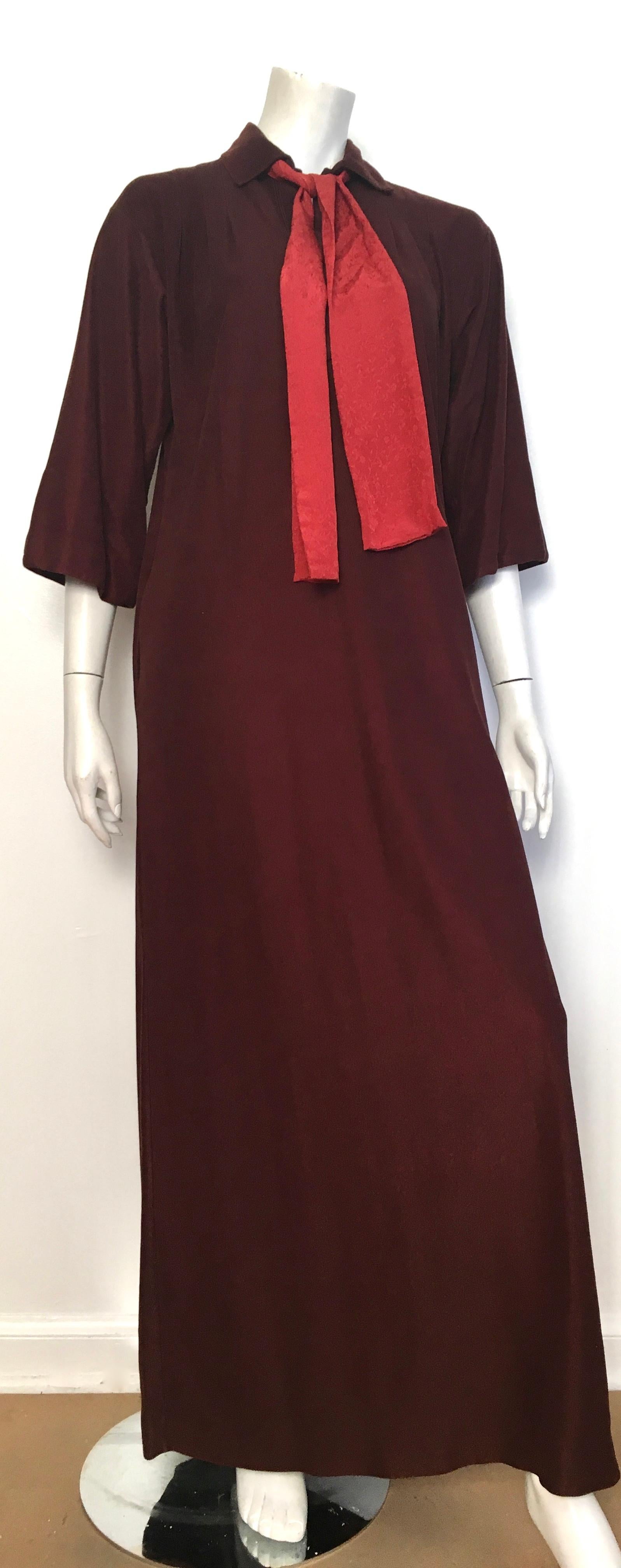 Geoffrey Beene for Swirl 1978 Brown Maxi / Loungewear with Pockets Size 6 / 8. For Sale 12