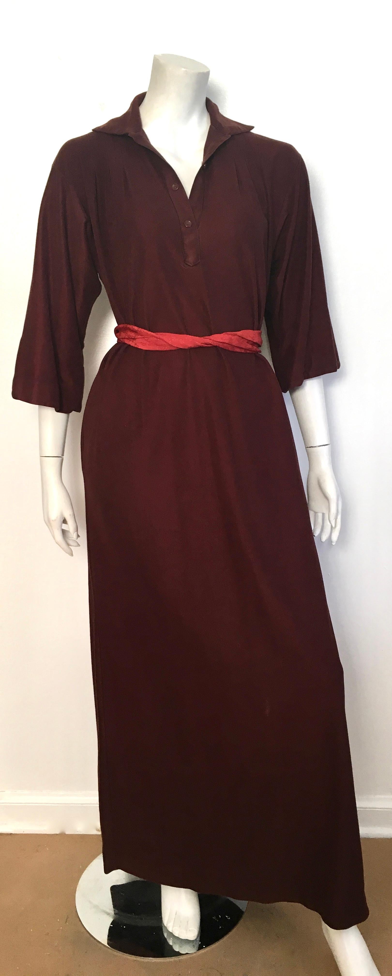 Geoffrey Beene for Swirl 1978 Brown Maxi / Loungewear with Pockets Size 6 / 8. For Sale 13