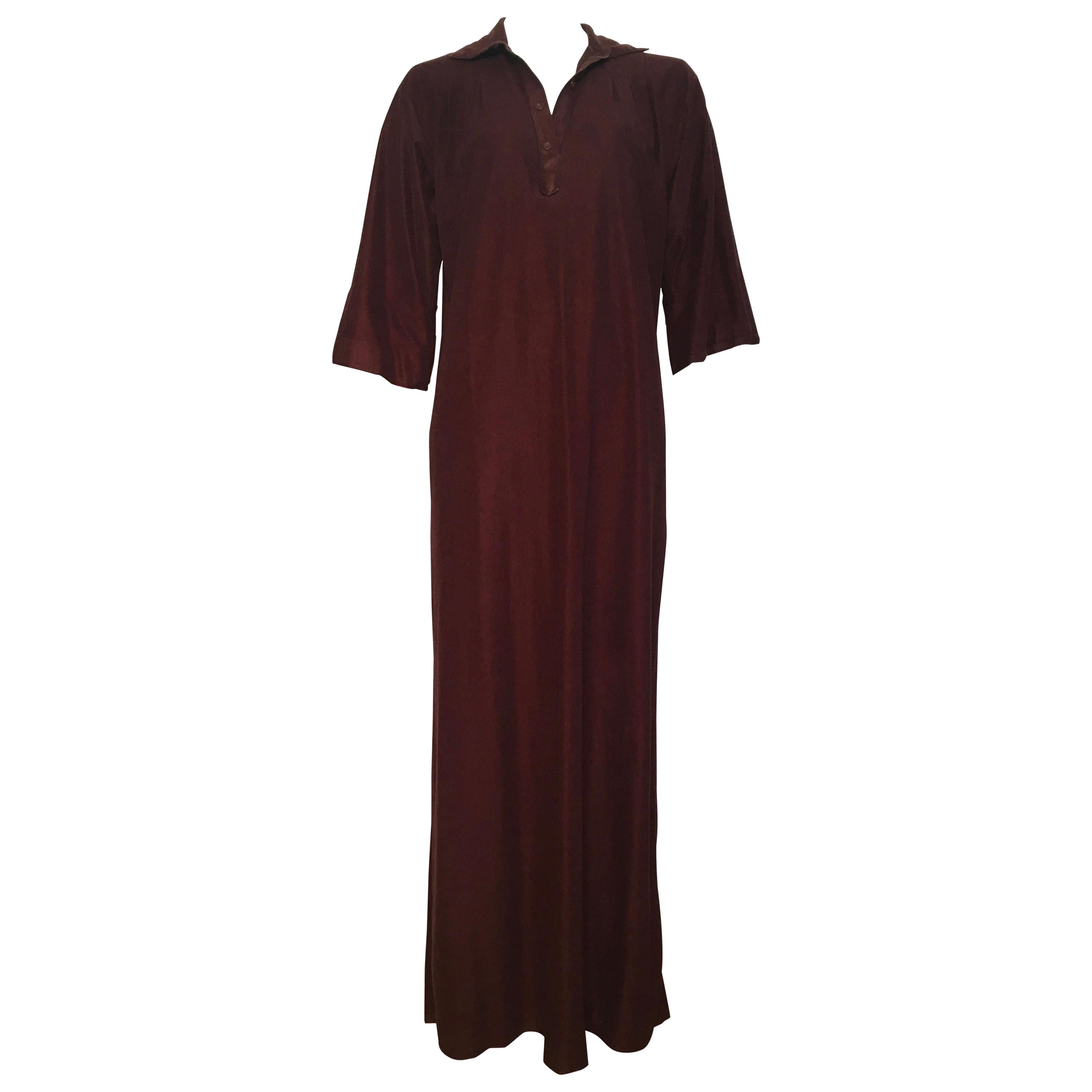 Geoffrey Beene for Swirl 1978 Brown Maxi / Loungewear with Pockets Size 6 / 8. For Sale