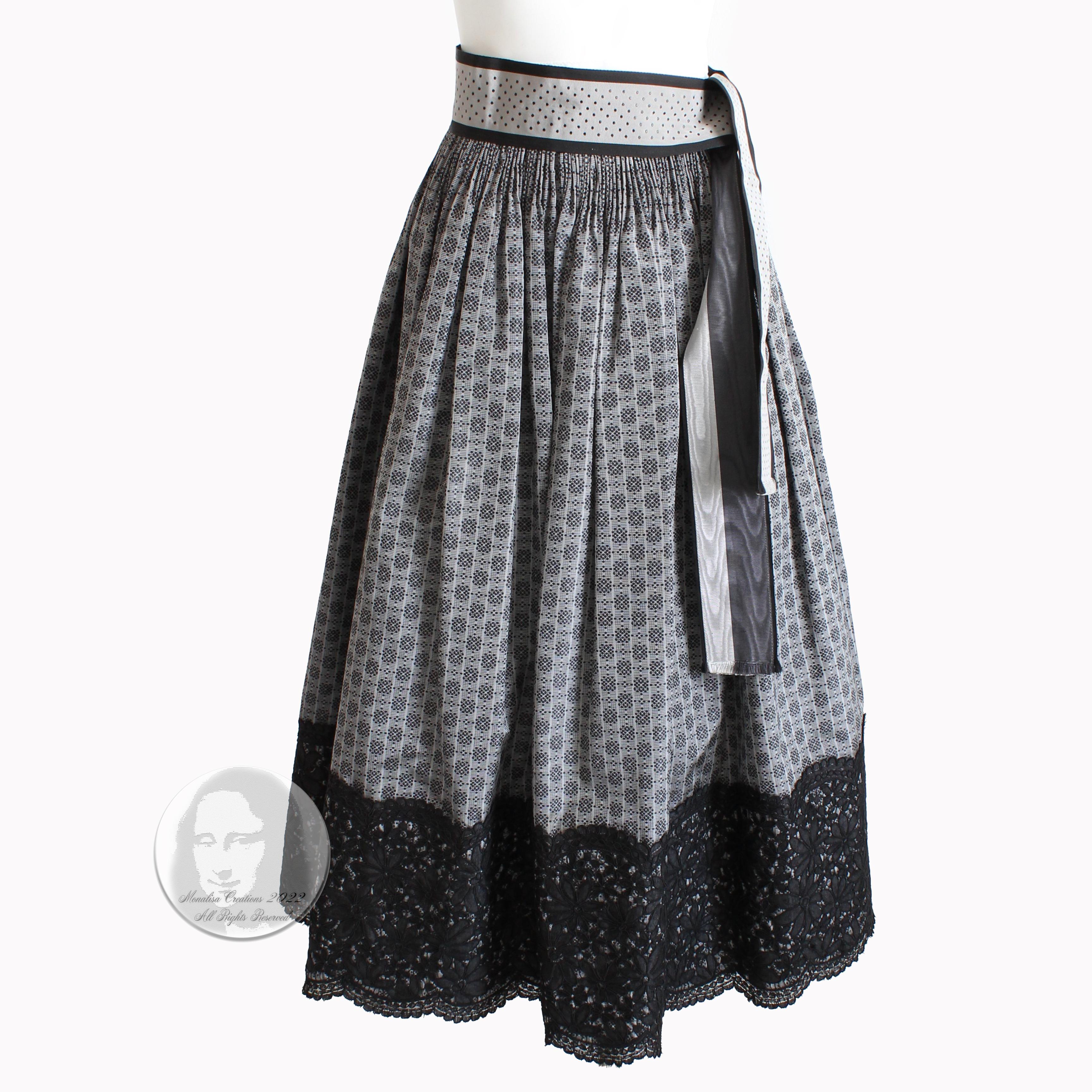 Geoffrey Beene Formal Skirt with Belt Taffeta Floor Length Black Lace Hem  Sz 4 For Sale at 1stDibs