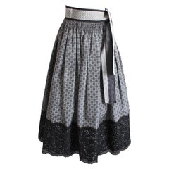 Geoffrey Beene Falda Formal con Cinturón Tafetán Hasta el Suelo Dobladillo de Encaje Negro Sz 4