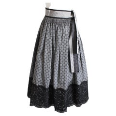 Geoffrey Beene Formal Skirt with Belt Taffeta Floor Length Black Lace Hem Sz 4