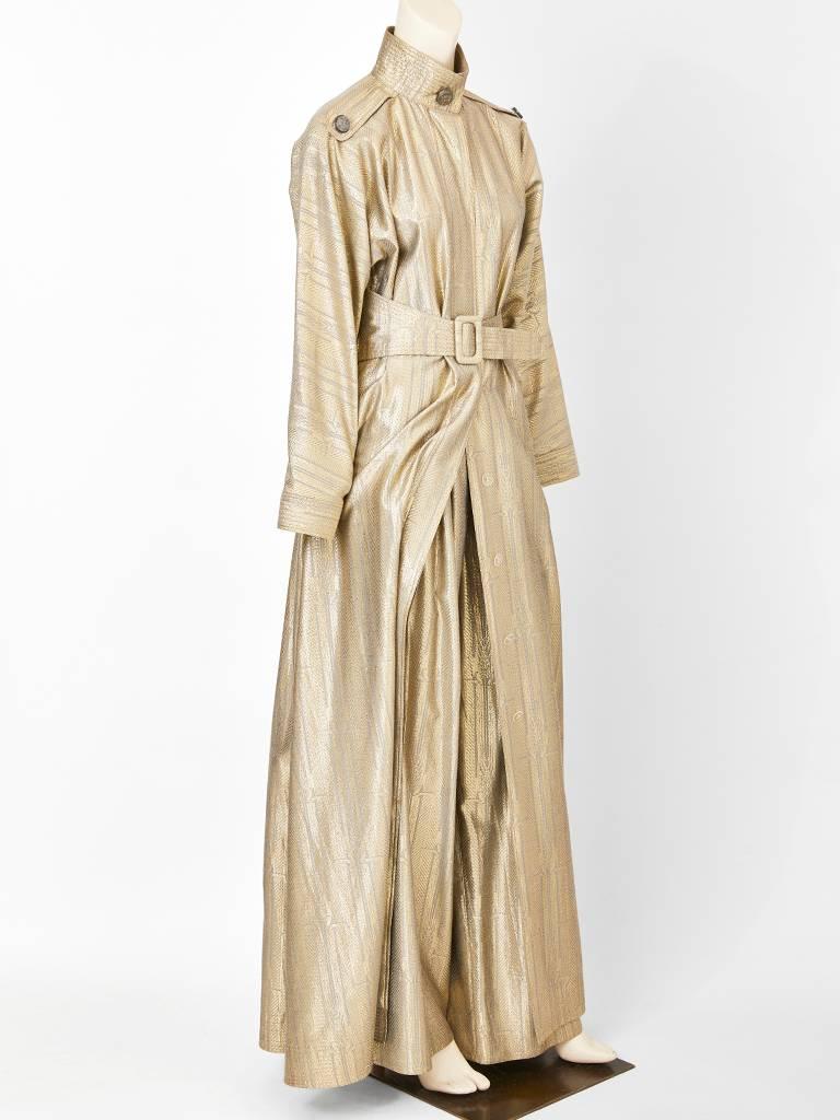 Geoffrey Beene Gold Lame Evening Trench and Pant Ensemble 1
