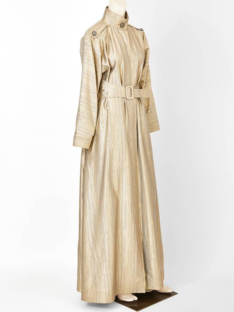 Geoffrey Beene Gold Lame Evening Trench and Pant Ensemble 2
