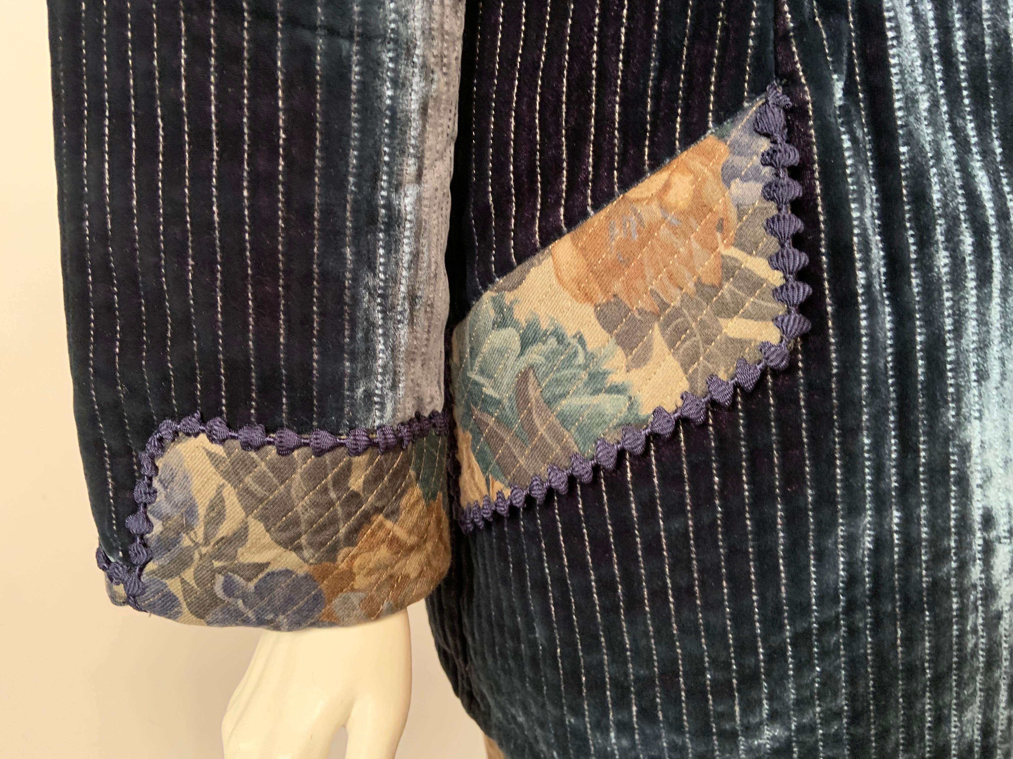 Geoffrey Beene - Ensemble veste en velours et jupe en laine à rayures dorées Excellent état - En vente à New Hope, PA
