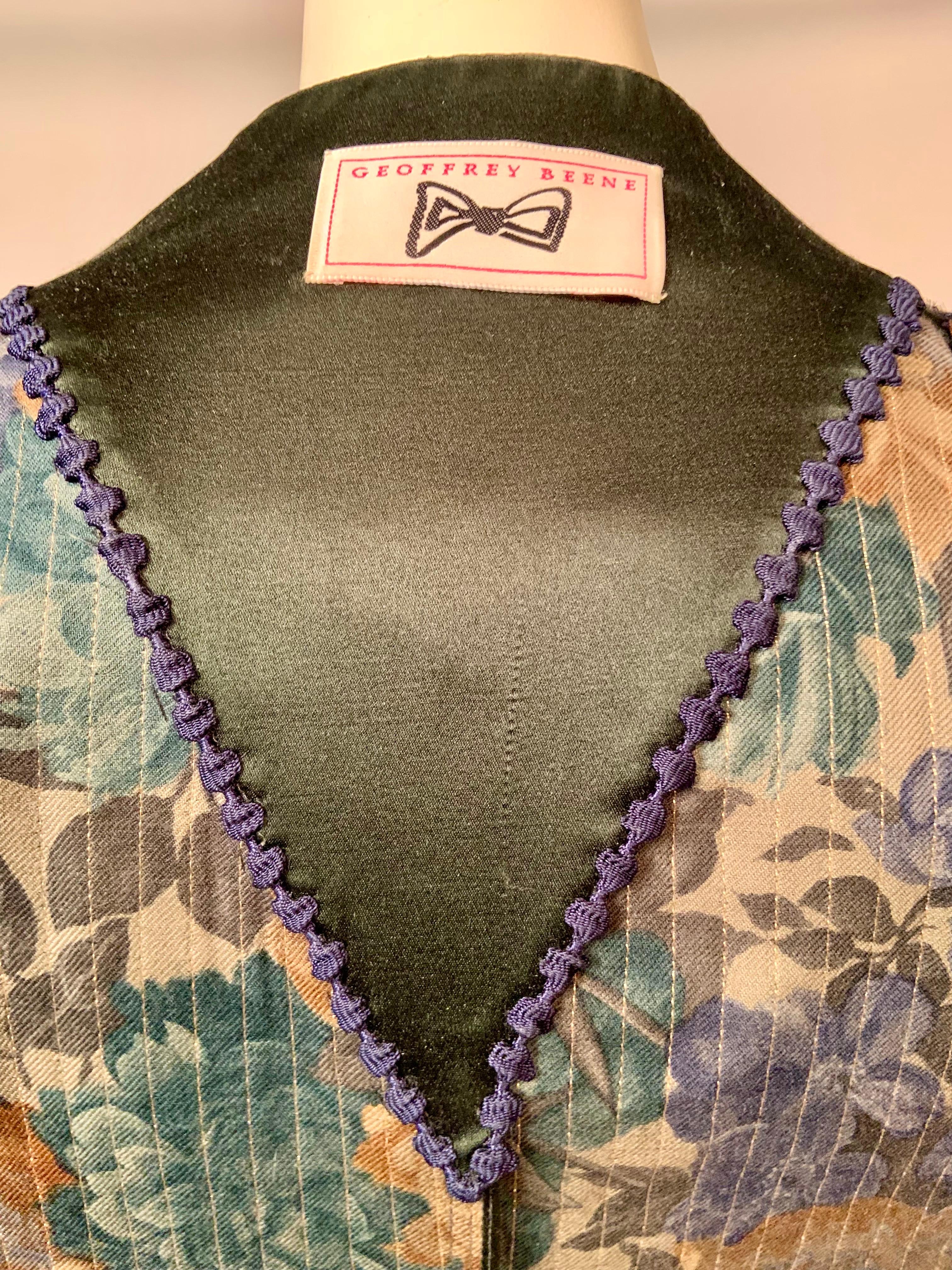 Geoffrey Beene - Ensemble veste en velours et jupe en laine à rayures dorées en vente 4