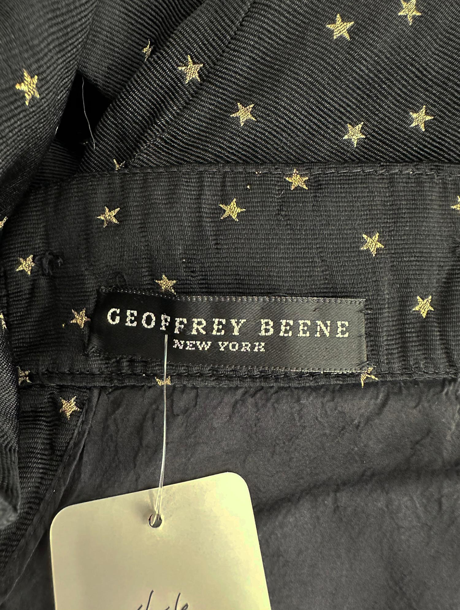 Geoffrey Beene Gold Stars on Black Faille Button Back Dress 1980s 10