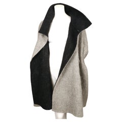 GEOFFREY BEENE grey and black double faced wool trapeze coat