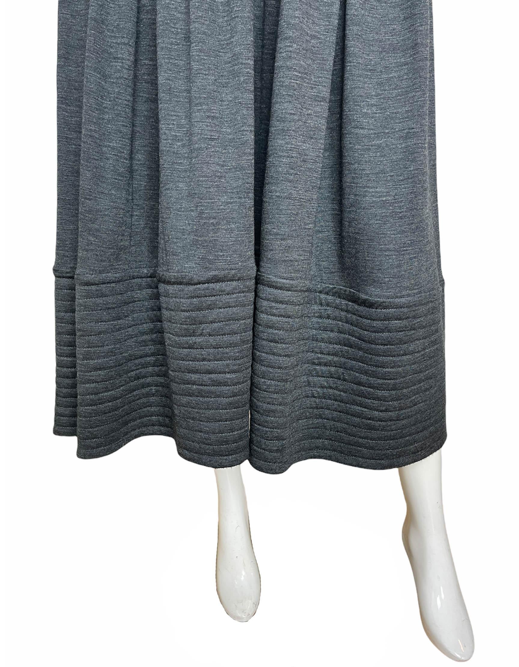 Women's Geoffrey Beene Grey Longsleeve Jersey Dress w/ Black Bodice sz S For Sale