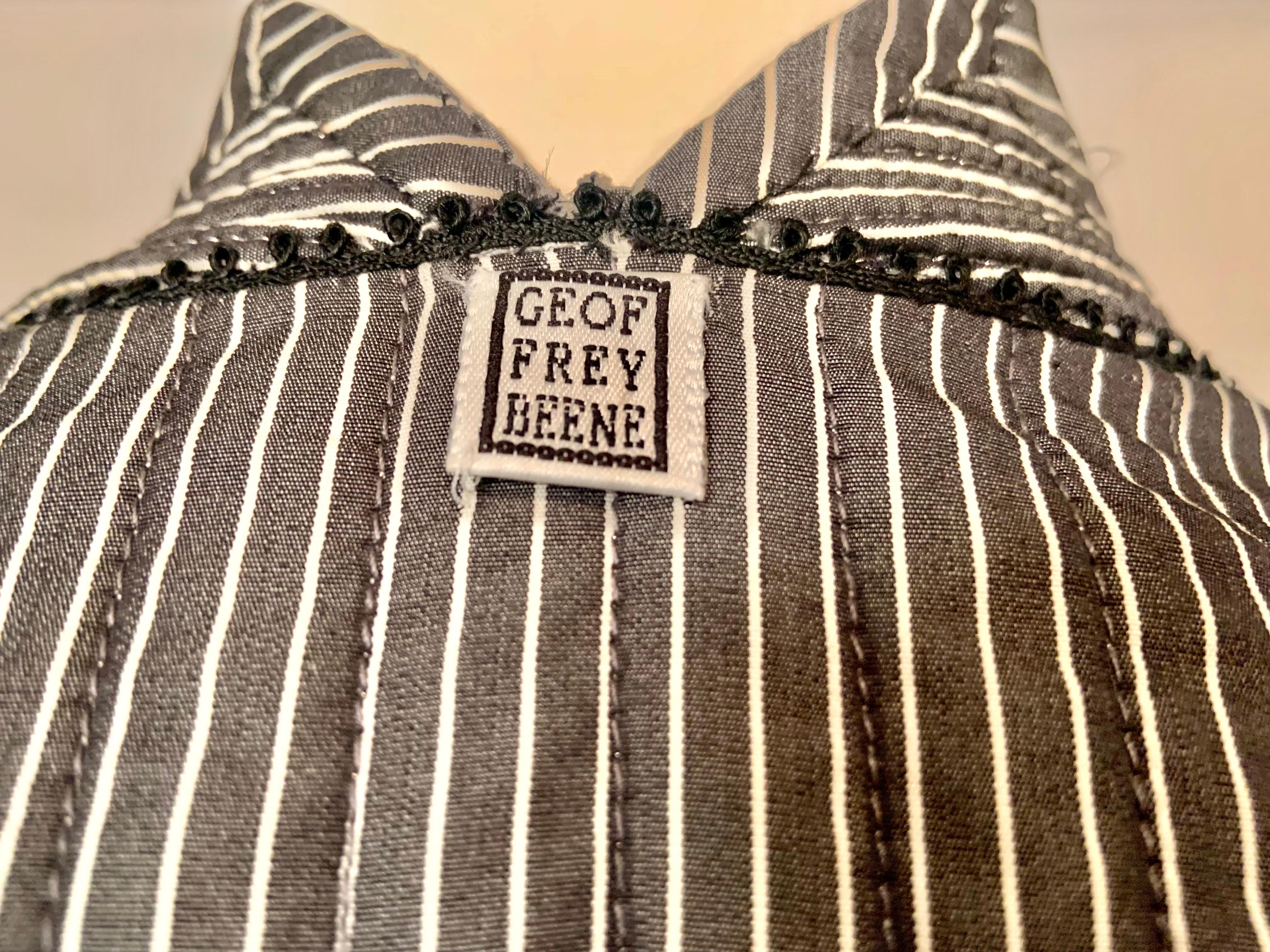 Geoffrey Beene - Veste à rayures grises et jupe en laine grise en vente 6