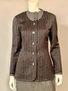 Geoffrey Beene Grey Pinstriped Jacket and Grey Wool Skirt