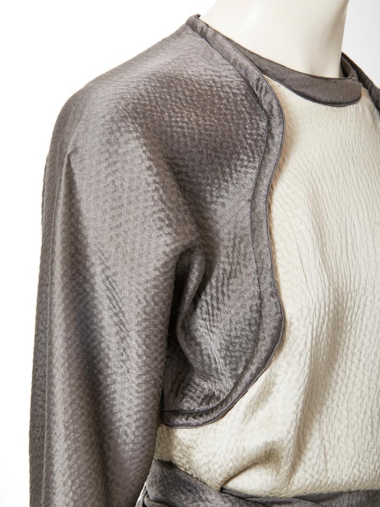 Gray Geoffrey Beene Hammered Satin Palazzo Pant Ensemble