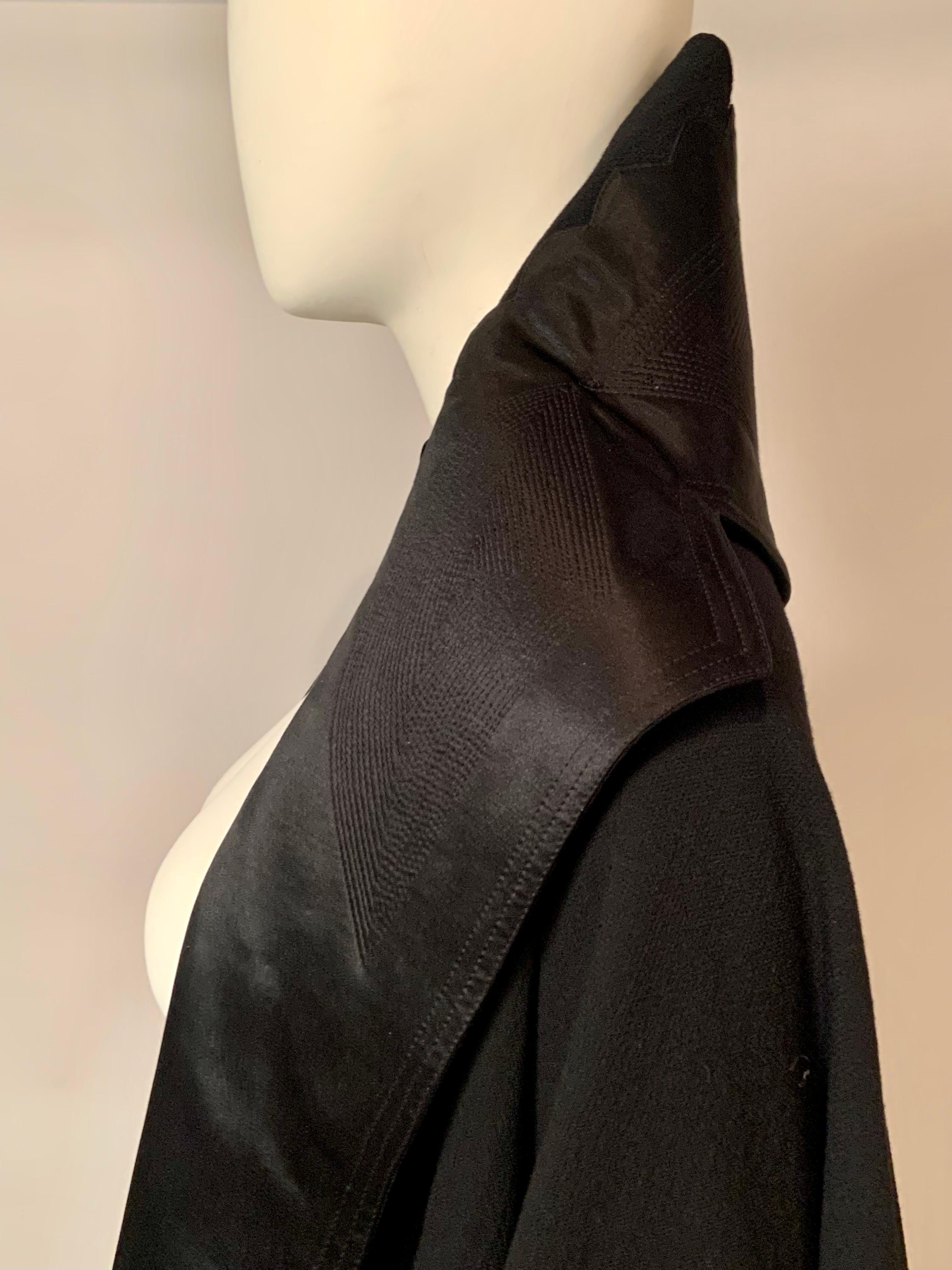 Women's Geoffrey Beene Hooded Black Wool and Satin Maxi Evening Coat