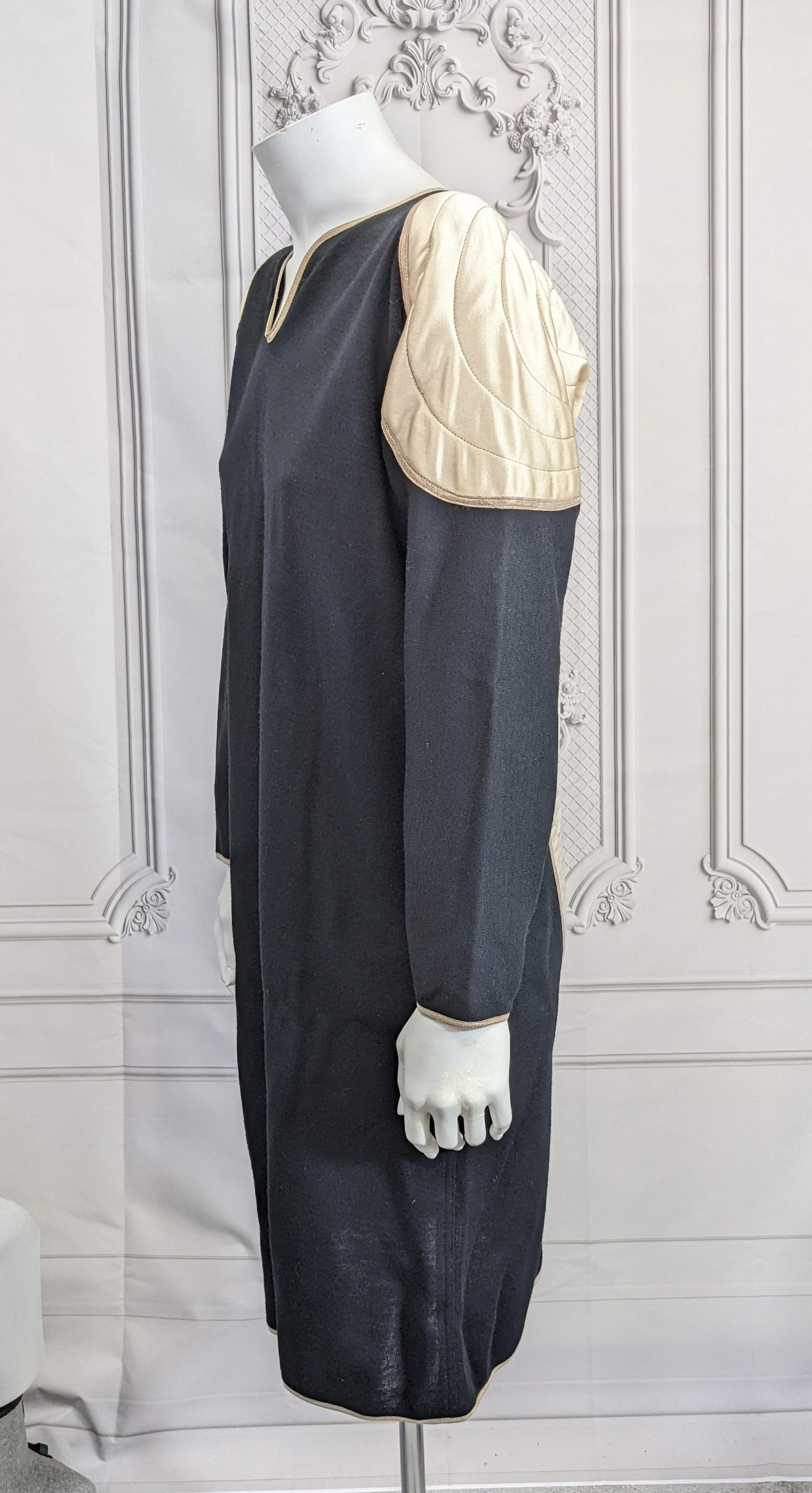 Beige Geoffrey Beene Iconic Satin Angel Wing Jersey Dress For Sale