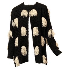 Geoffrey Beene Jacket with Black Chenille and White Eyelash Yarn Decoration