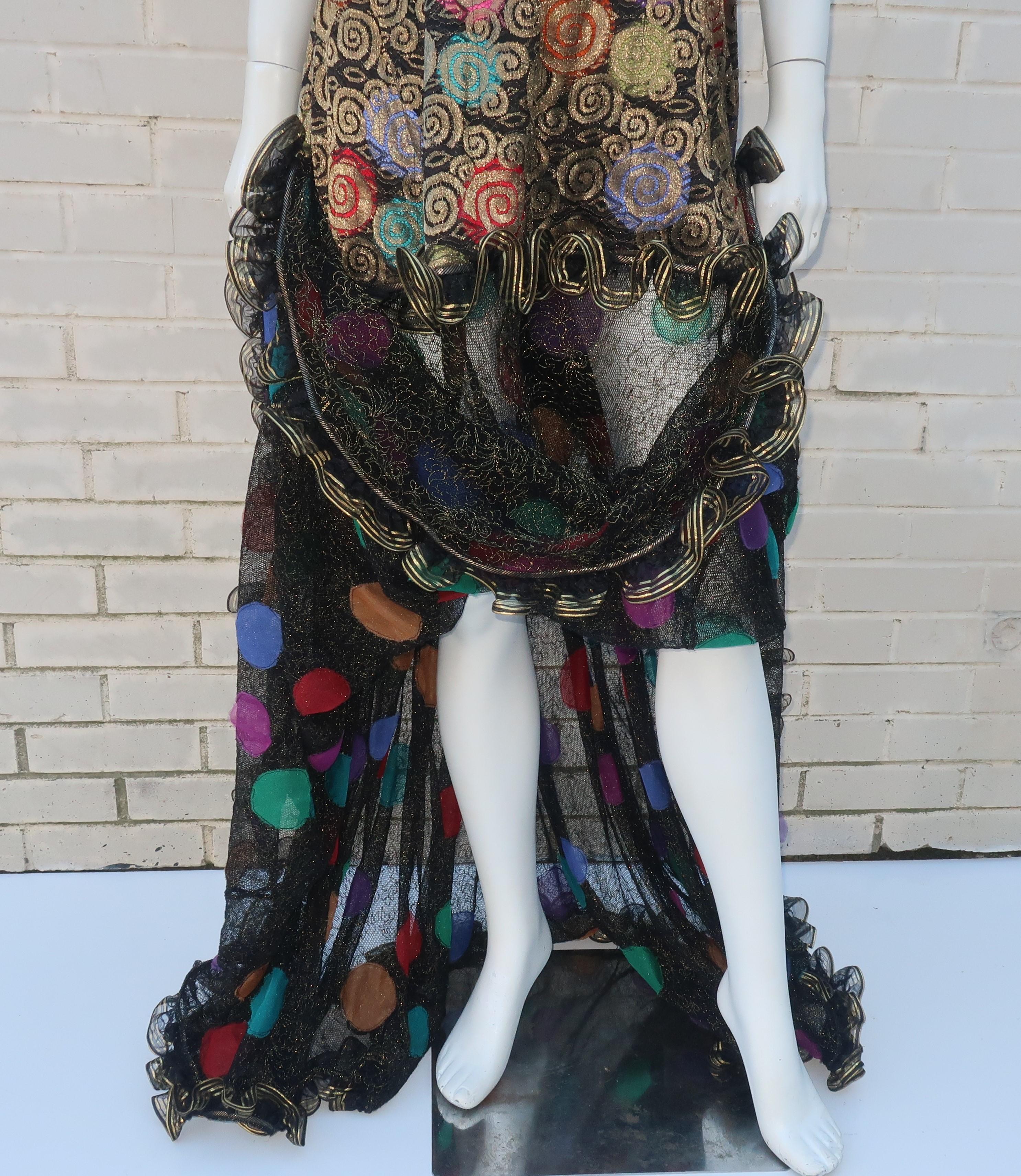 Black Geoffrey Beene Klimt Inspired Strapless Evening Dress, 1988