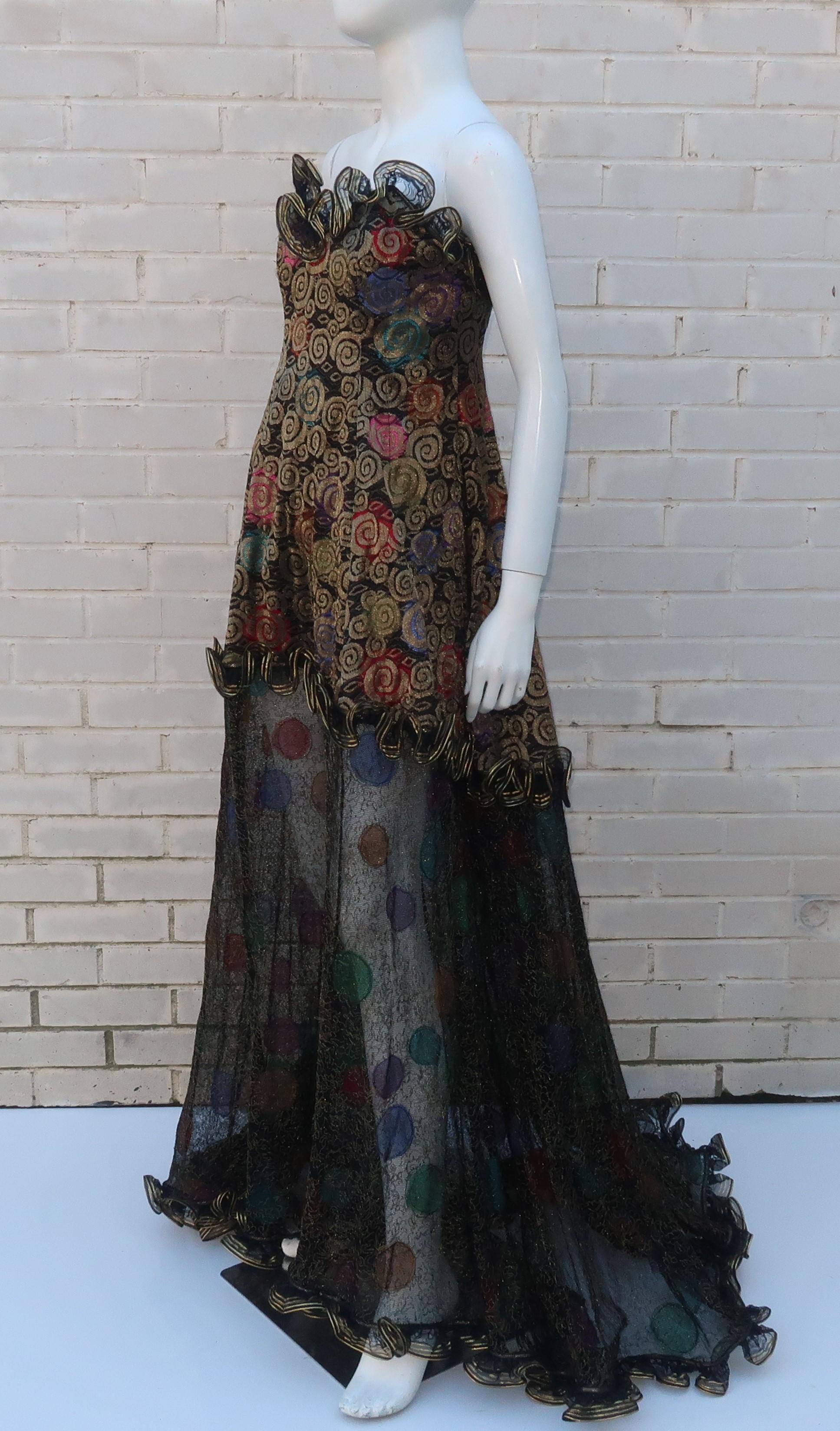 Geoffrey Beene Klimt Inspired Strapless Evening Dress, 1988 3