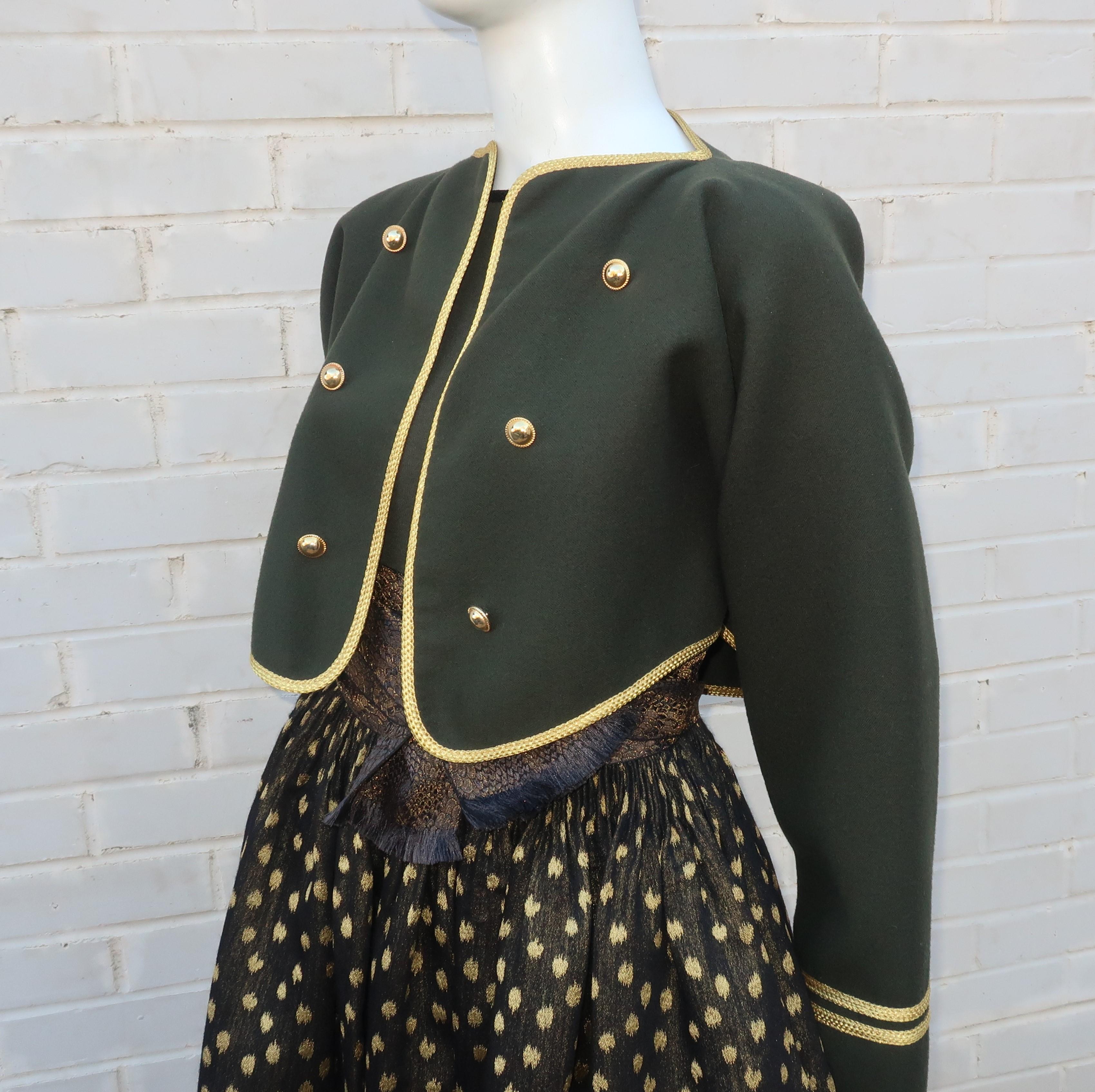 black green and gold dress
