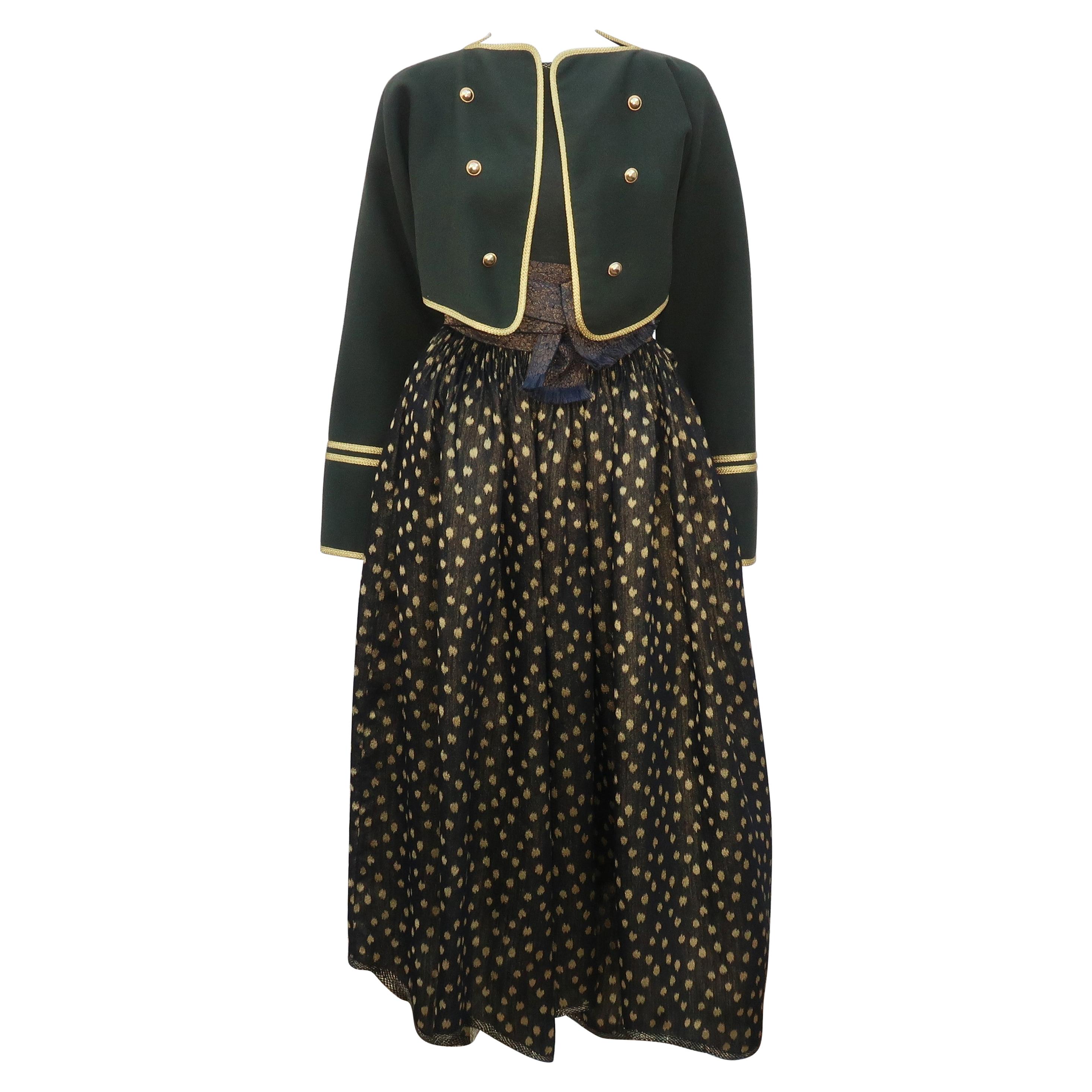 1970s Helgatique by Gene Roye Dress with Scarf